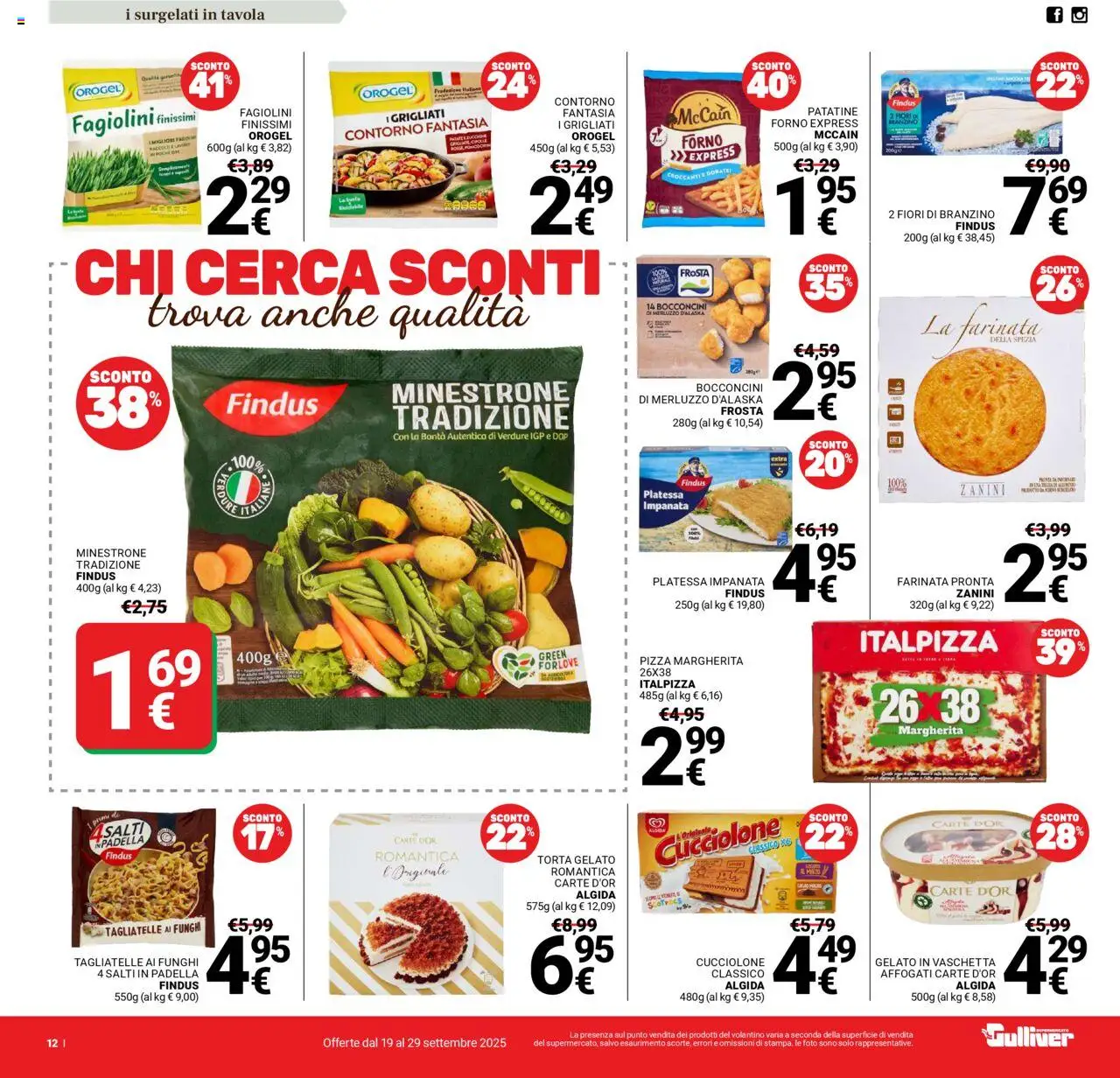 Volantino Gulliver del 19.09.2025 | Pagina: 12 | Prodotti: Pizza, Merluzzo, Patatine, Forno