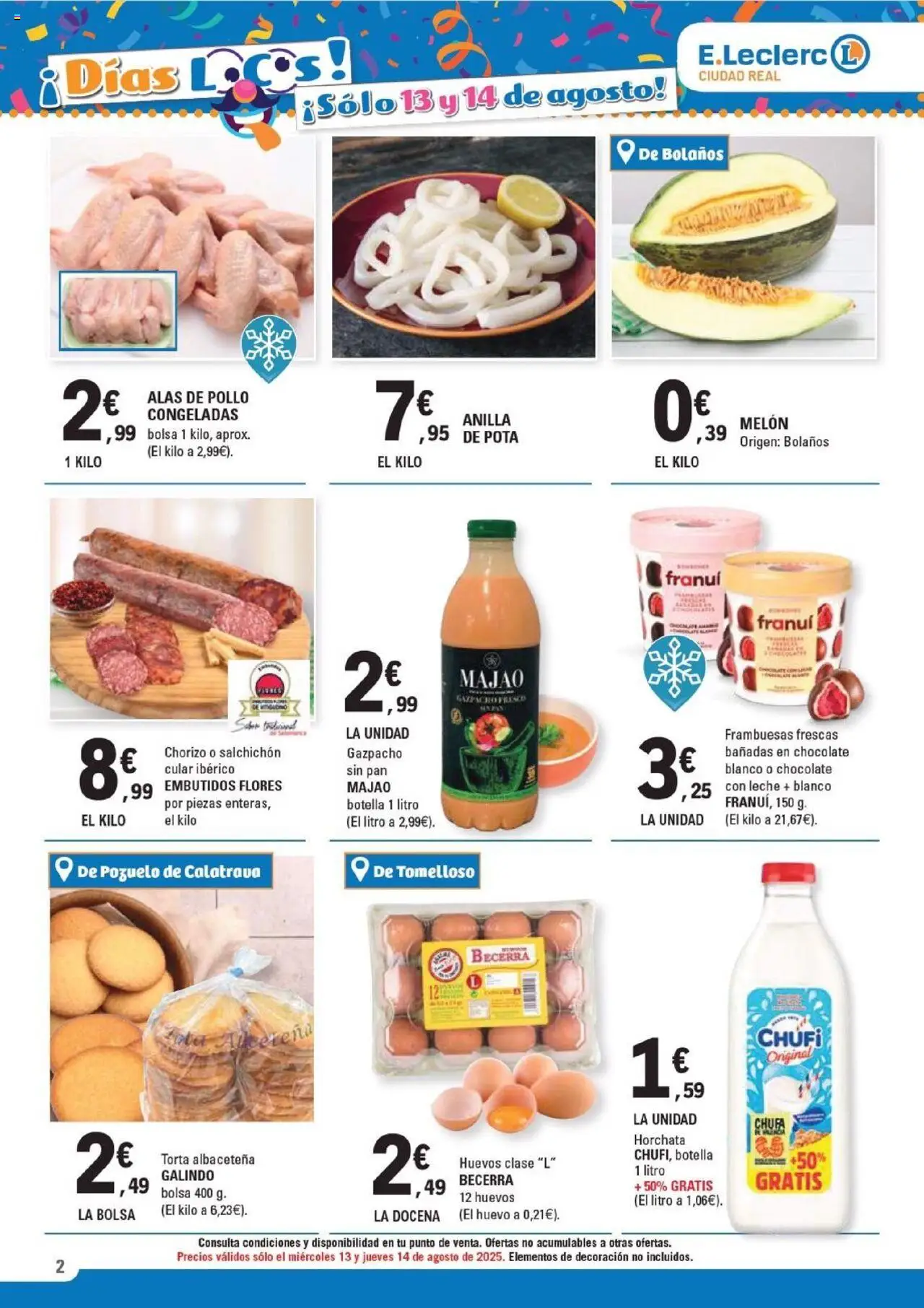 E.Leclerc folleto │ válido desde el 11.08.2025 | Página: 2 | Productos: Leche, Huevos, Pan, Gazpacho