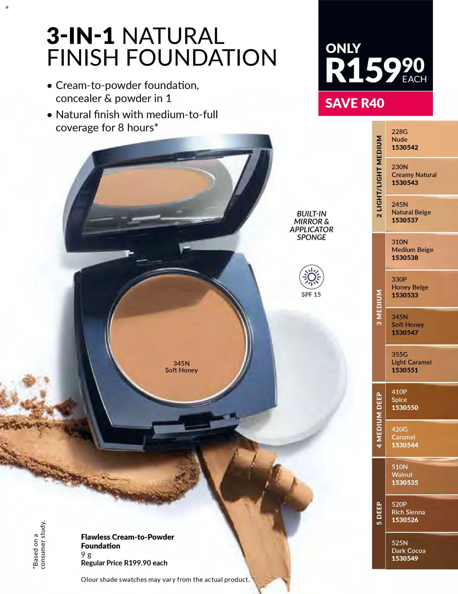 New Avon catalogue – valid from 01.12.2025 | Page: 55 | Products: Foundation, Concealer, Powder, Caramel