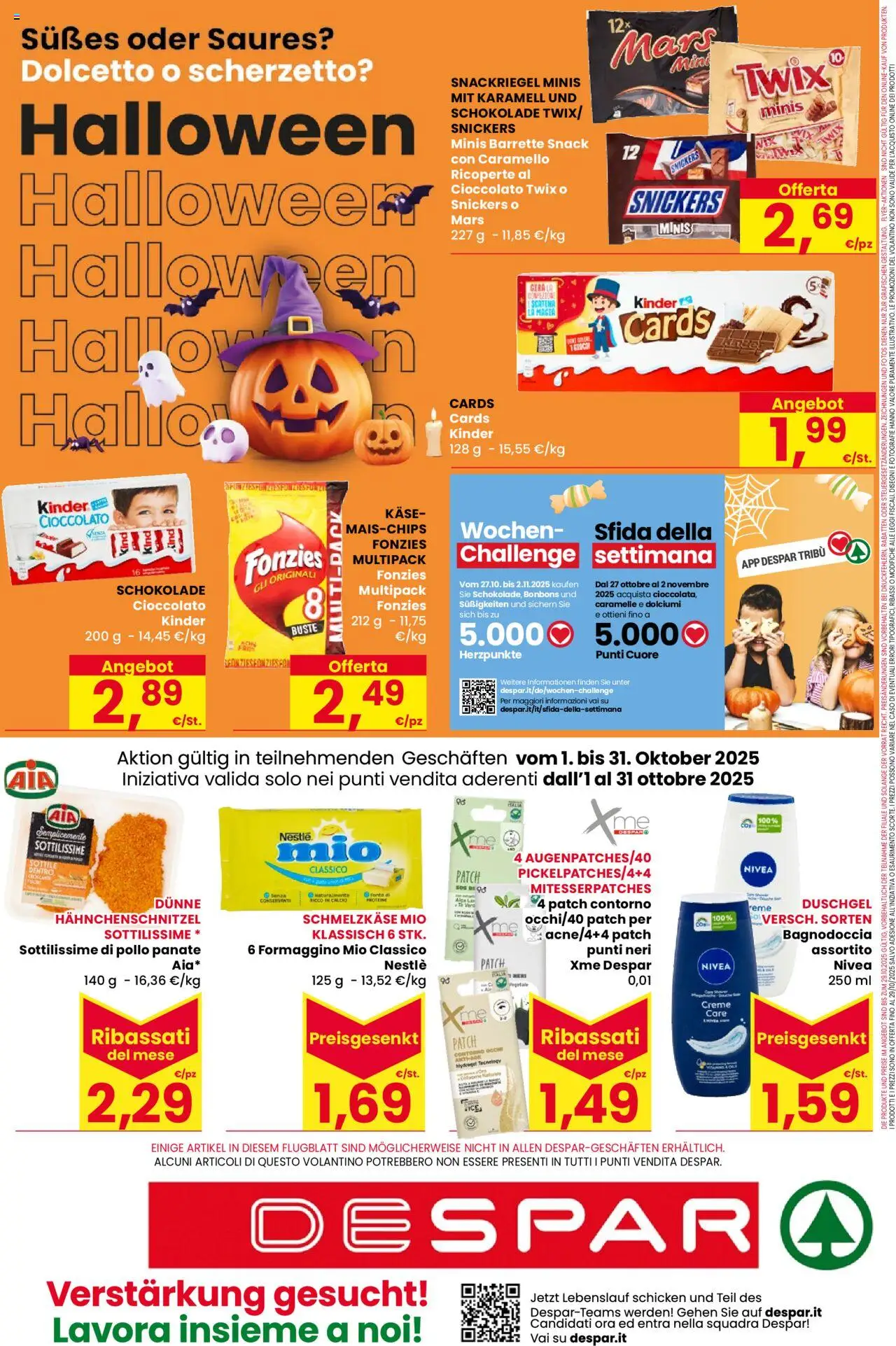 Volantino Despar del 16.10.2025 | Pagina: 20 | Prodotti: Cioccolato, Pollo, Caramelle