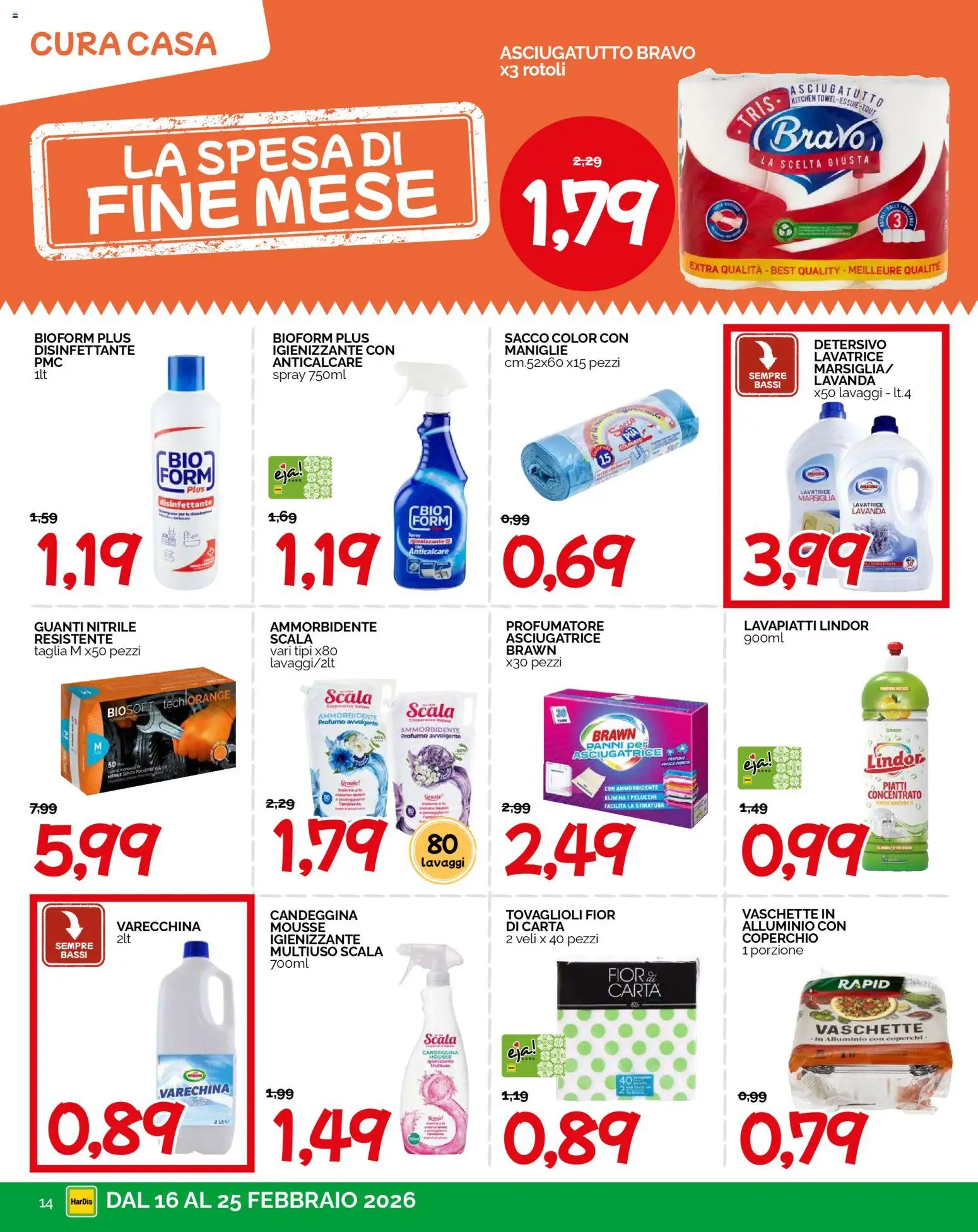 Volantino HarDis del 16.02.2026 | Pagina: 14 | Prodotti: Ammorbidente, Anticalcare, Vaschette, Profumo