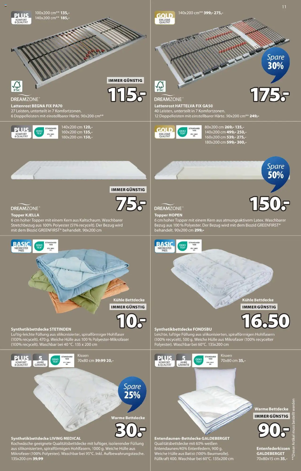 JYSK Angebote gültig ab 27.08.2025 | Seite: 11 | Produkte: Hülle, Kissen, Lattenrost