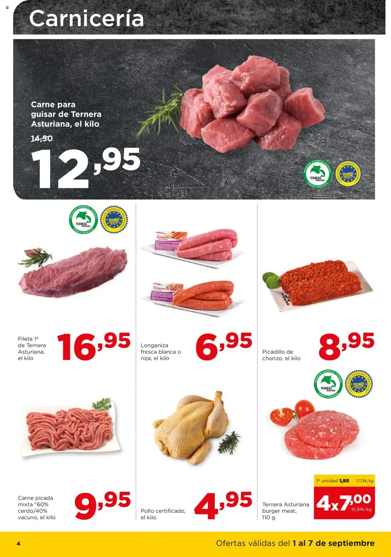 Alimerka folleto Asturias │ válido desde el 01.09.2025 | Página: 4 | Productos: Longaniza, Filete
