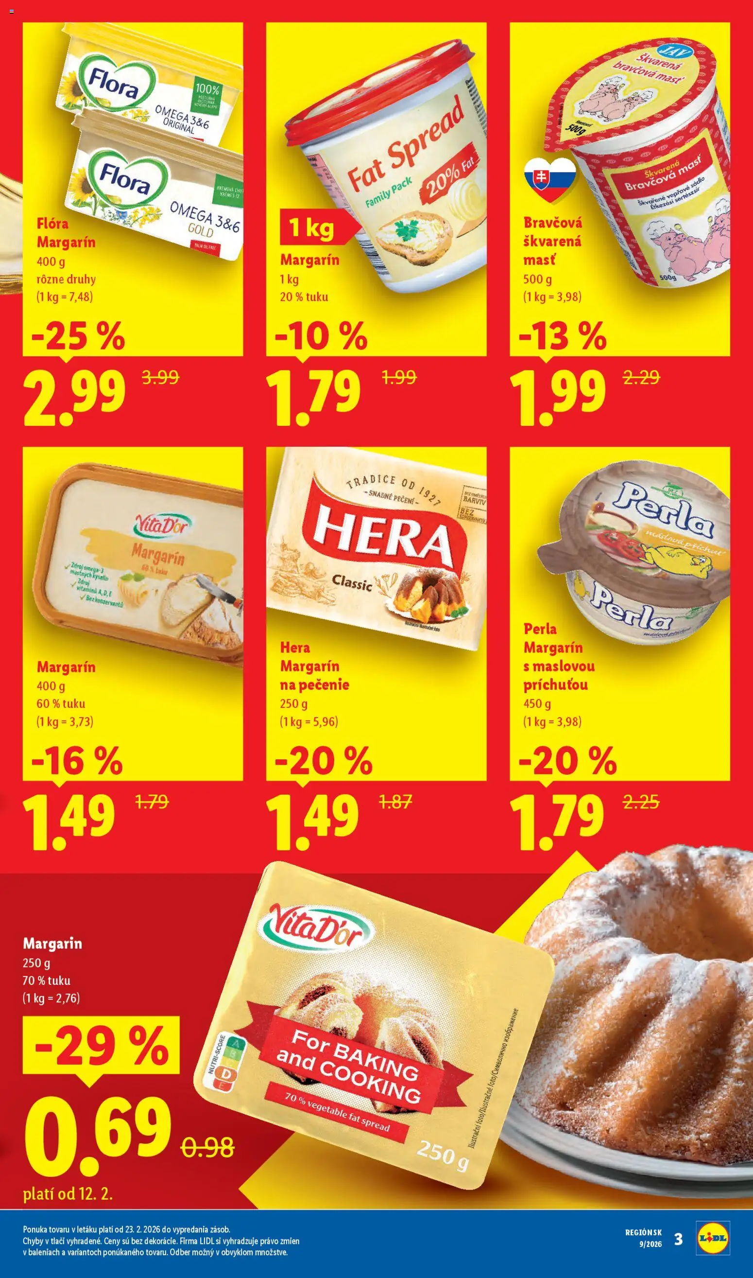 Nové Lidl akcie – leták je platný od 23.02.2026 | Strana: 3 | Produkty: Flora, Hera