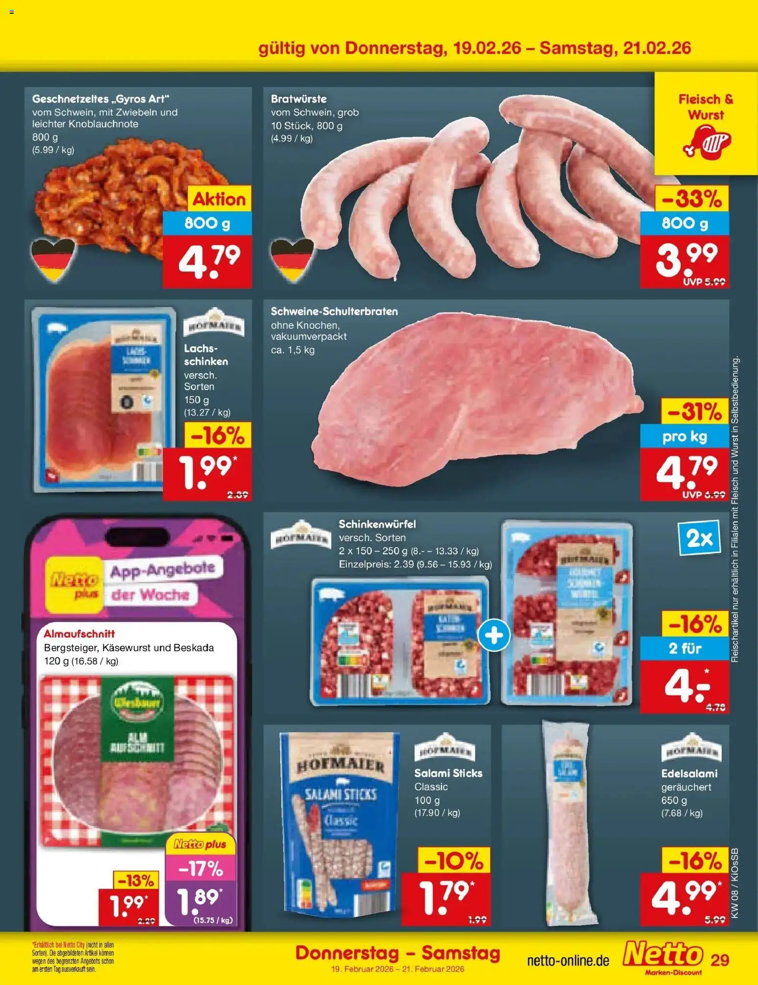 Netto Marken-Discount - Netto: Wochenangebote – gültig ab 16.02.2026 | Seite: 43 | Produkte: Lachs, Zwiebeln, Salami, Schinken