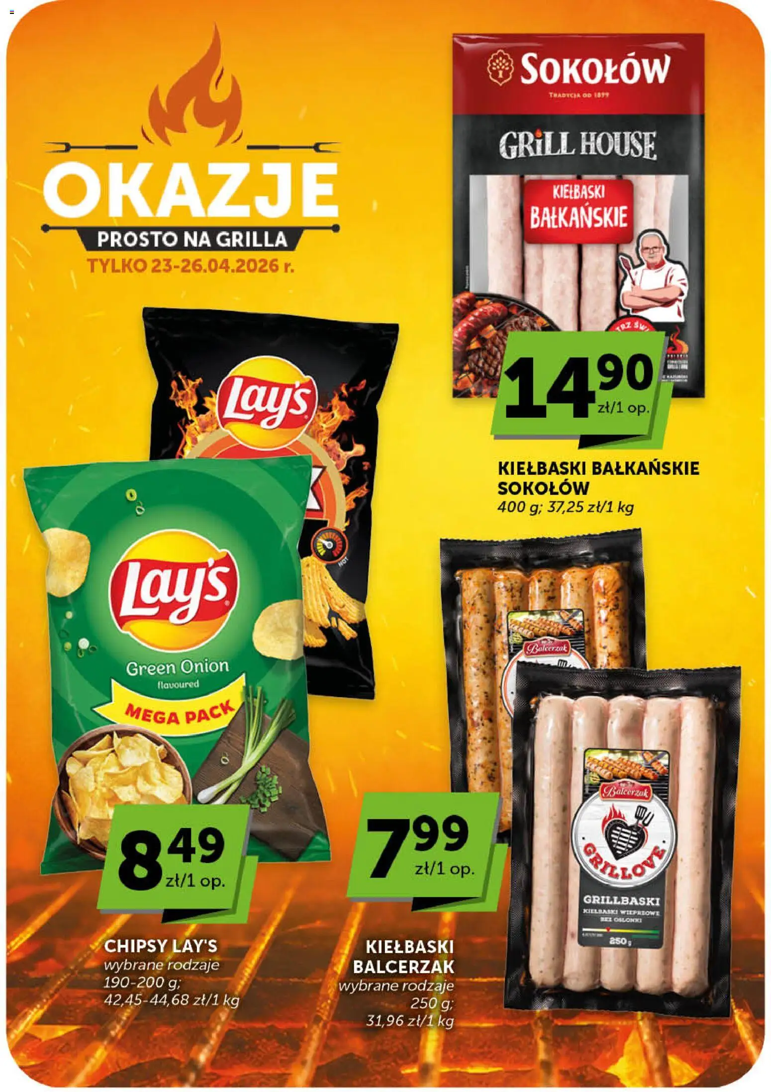 Groszek gazetka od 23.04.2026 | Strona: 8 | Produkty: Chipsy, Grill, Kiełbaski