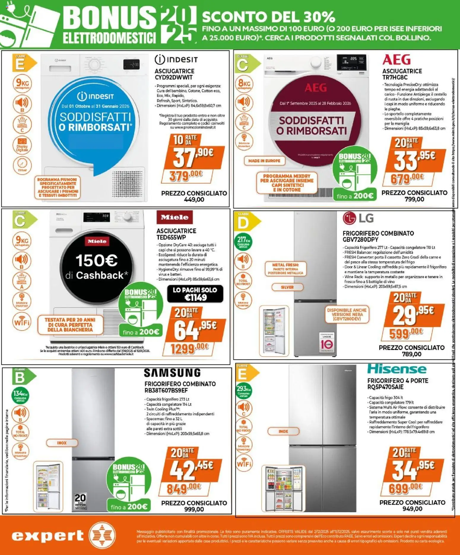 Volantino Expert del 02.12.2025 | Pagina: 25 | Prodotti: Vino, Lavatrice, Frigorifero, Miele