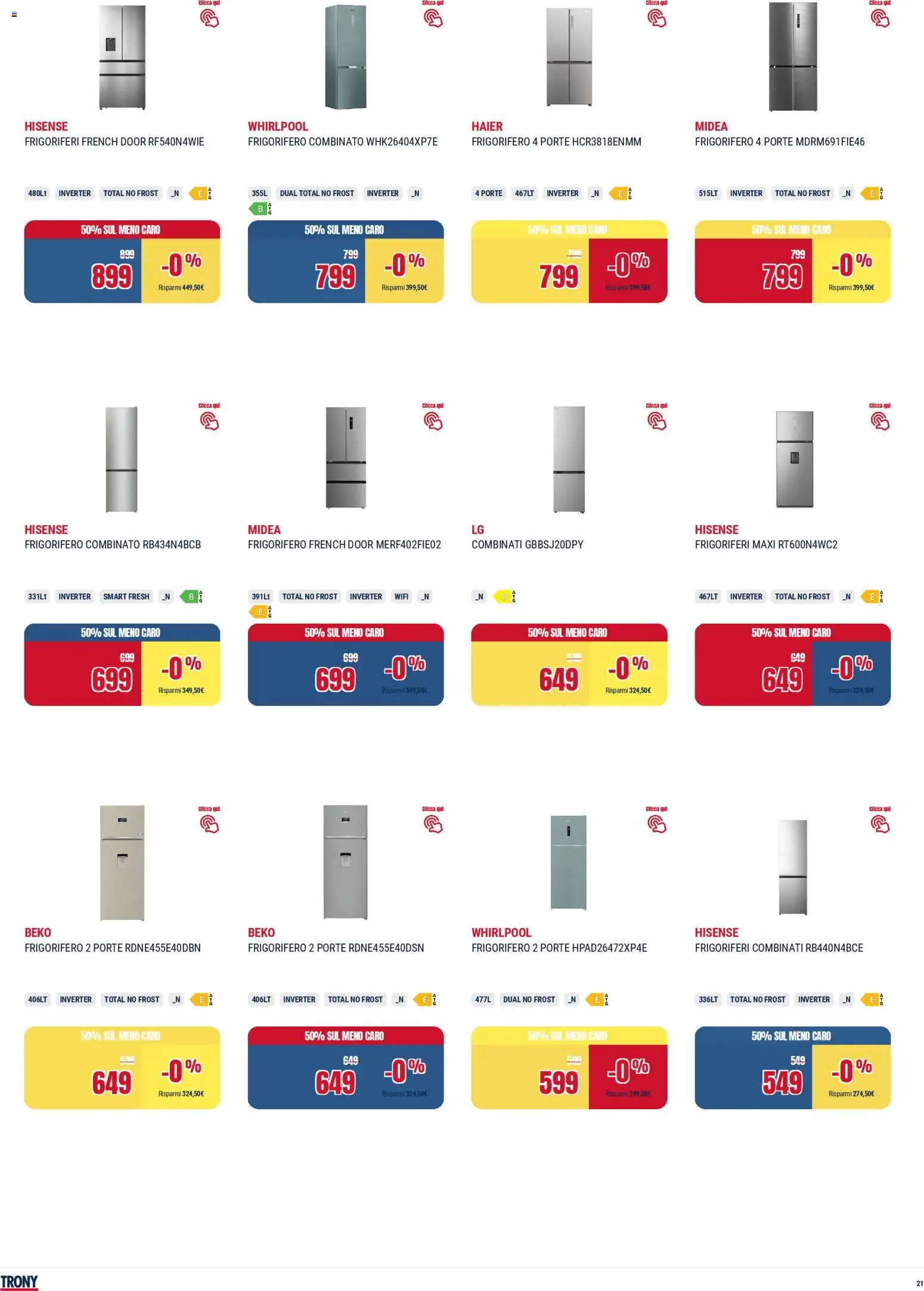 Volantino Trony del 19.02.2026 | Pagina: 21 | Prodotti: Frigorifero, Frigorifero combinato