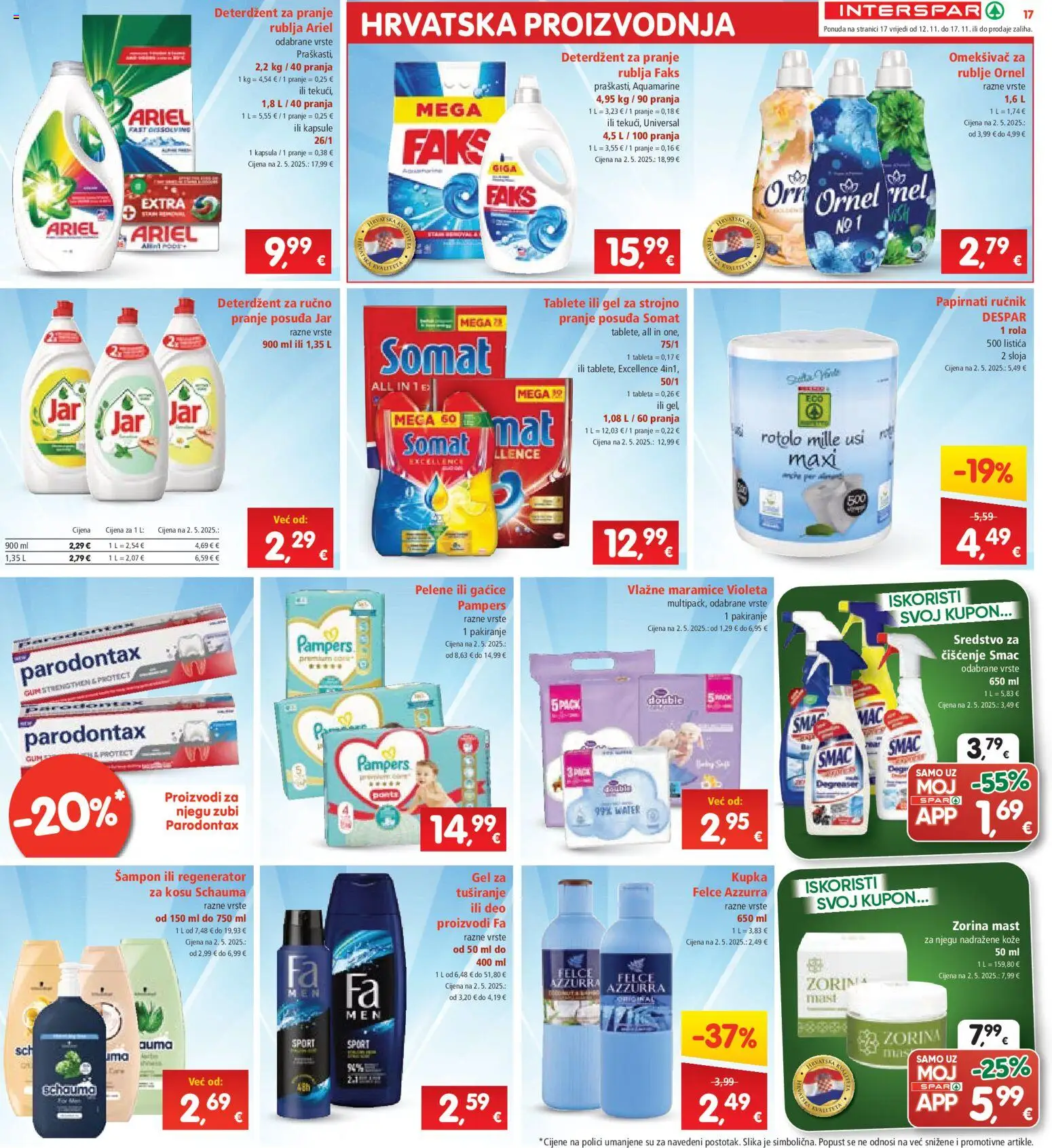 Interspar katalog | vrijedi od 12.11.2025 | Stranica: 19 | Proizvodi: Regenerator, Vlažne maramice, Pampers, Ariel