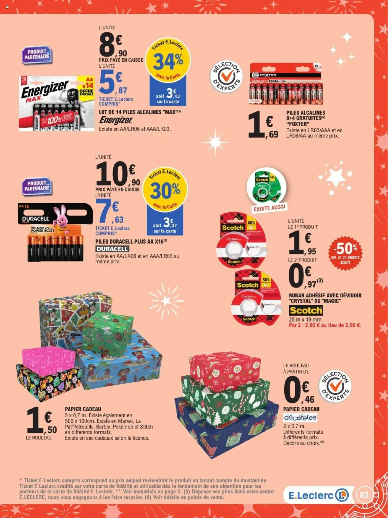{H1} | Page: 83 | Produits: Sac, Papier cadeau, Rouleau, Piles