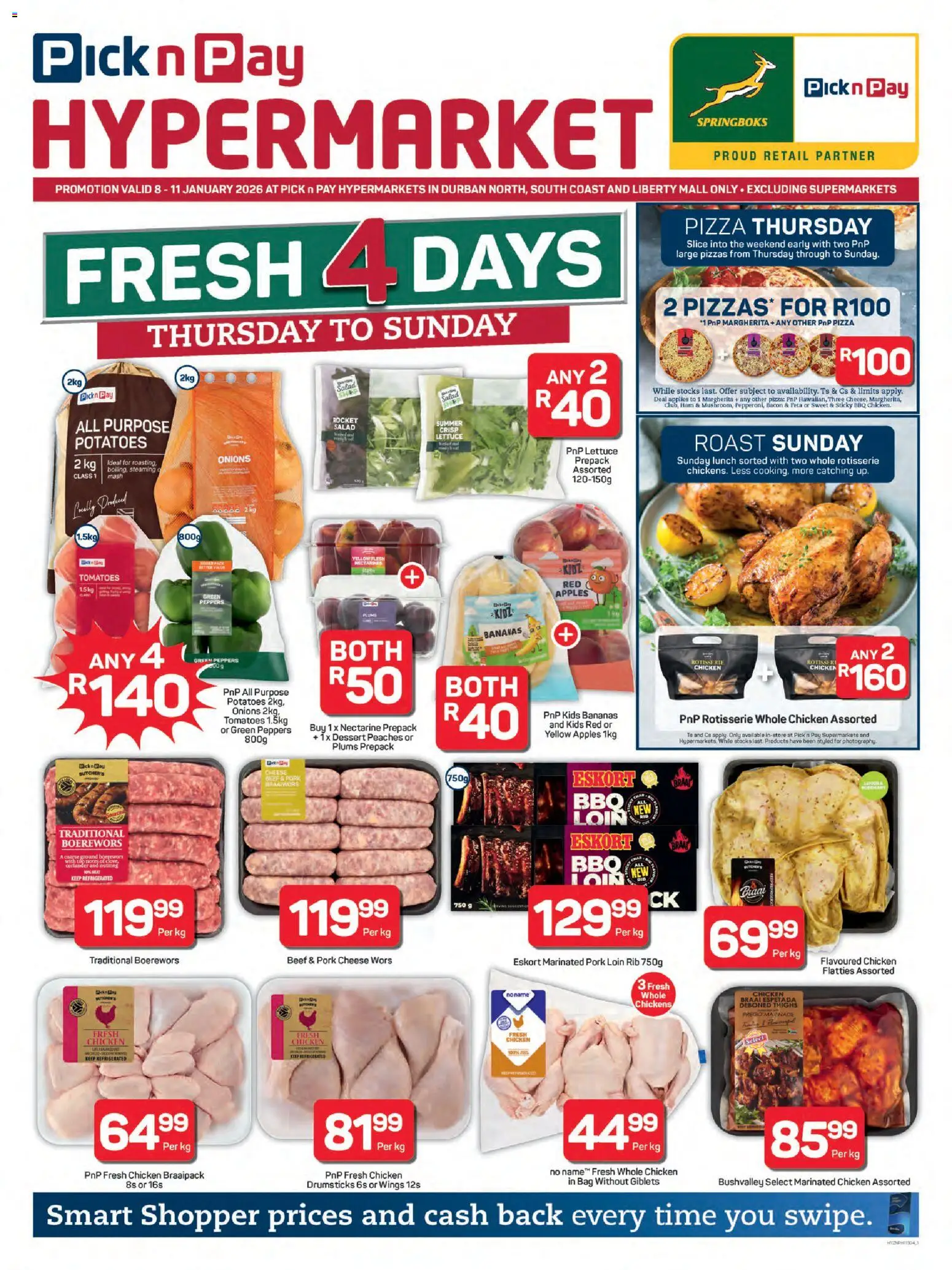 New Pick n Pay catalogue – valid from 08.01.2026 | Page: 1 | Products: Ham, Pizza, Marinade, Onions