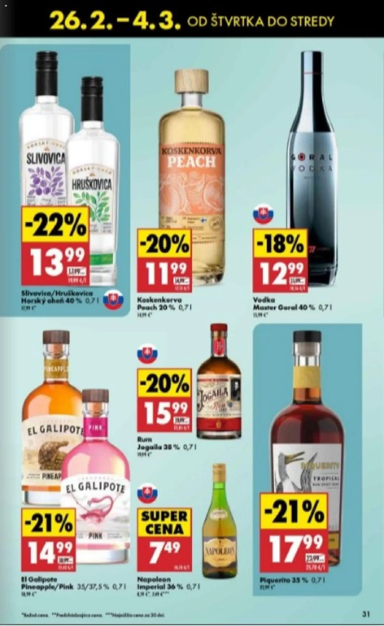 Nové Biedronka akcie – leták je platný od 26.02.2026 | Strana: 31 | Produkty: Slivovica
