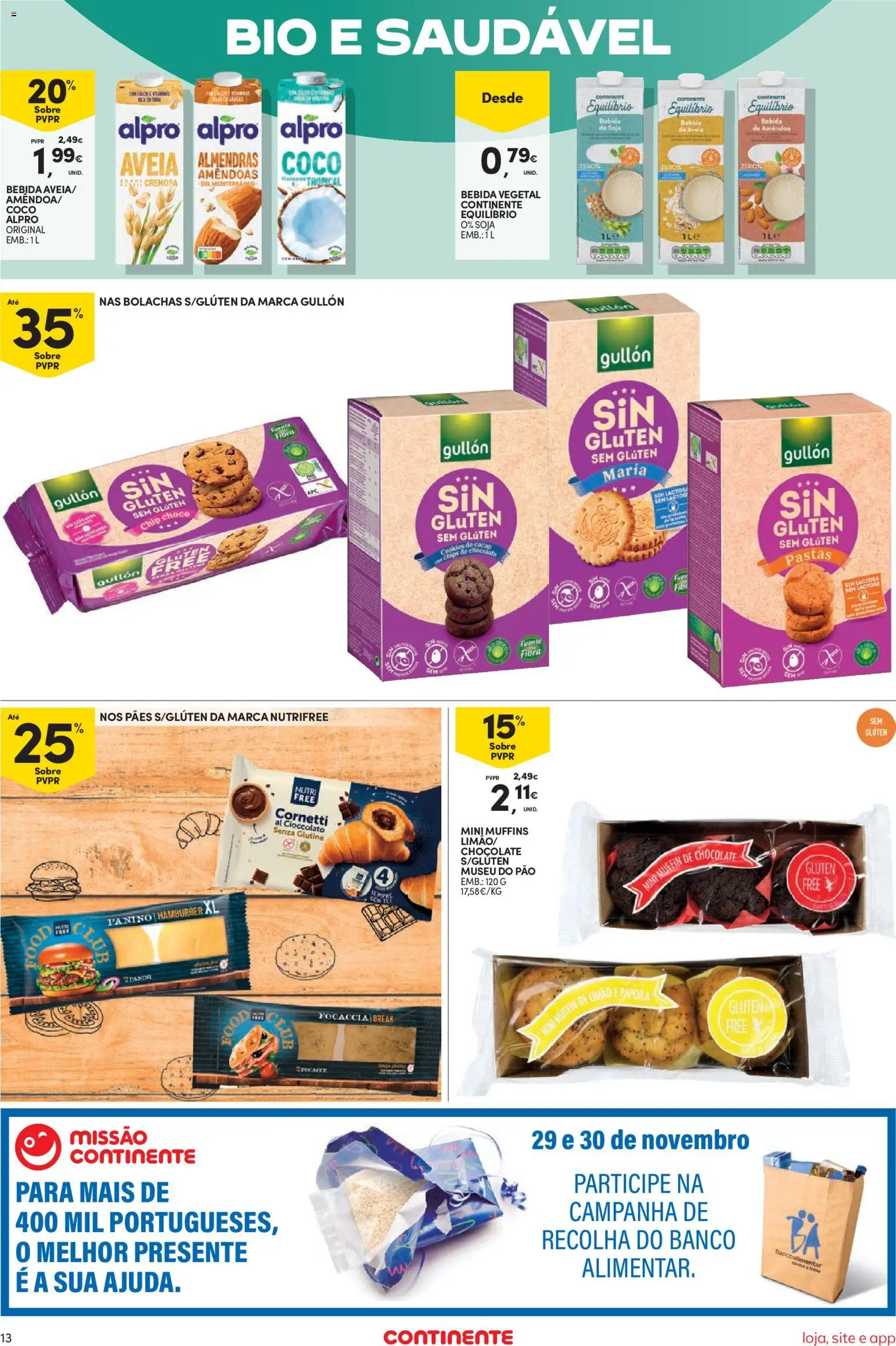Continente Semanal Continente Bom Dia │ válido de 25.11.2025 | Página: 13 | Produtos: Soja, Bolachas, Chocolate, Bebida