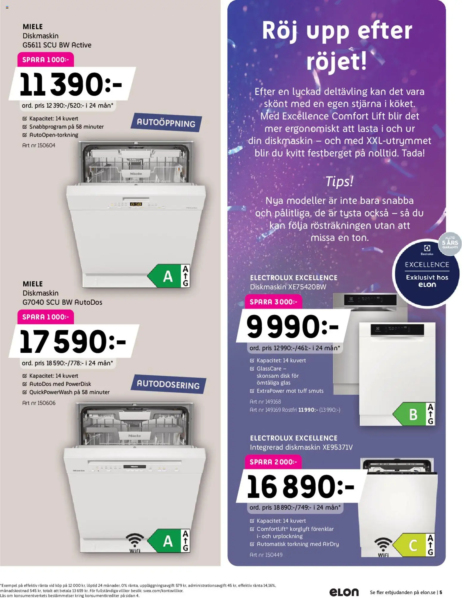 Elon reklamblad aktuell från 26.01.2026 | Sida: 5 | Produkter: Diskmaskin, Kuvert, Wifi
