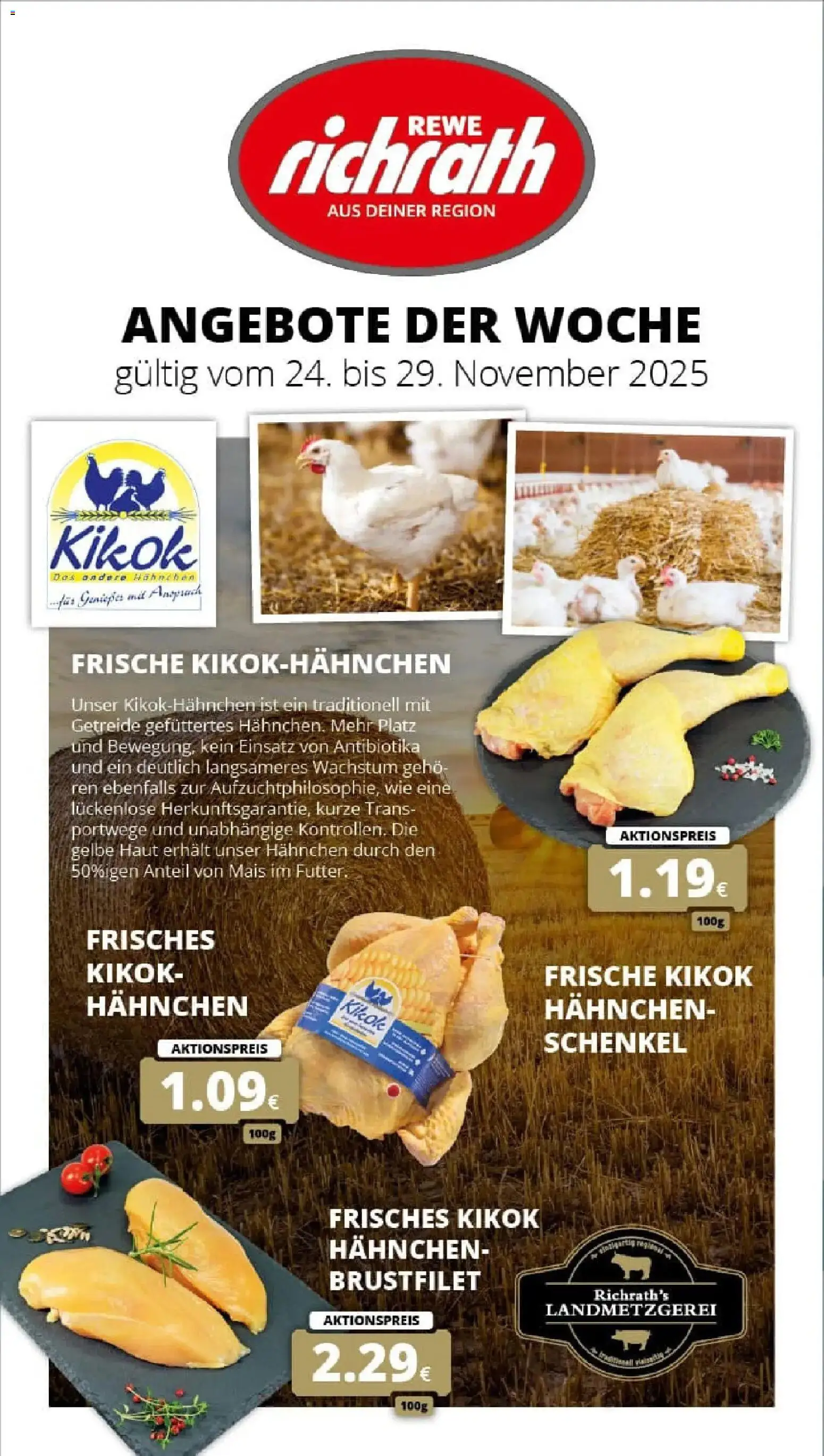 Rewe prospekt Bergheim	 – gültig ab 23.11.2025 | Seite: 1 | Produkte: Hahnchen, Getreide