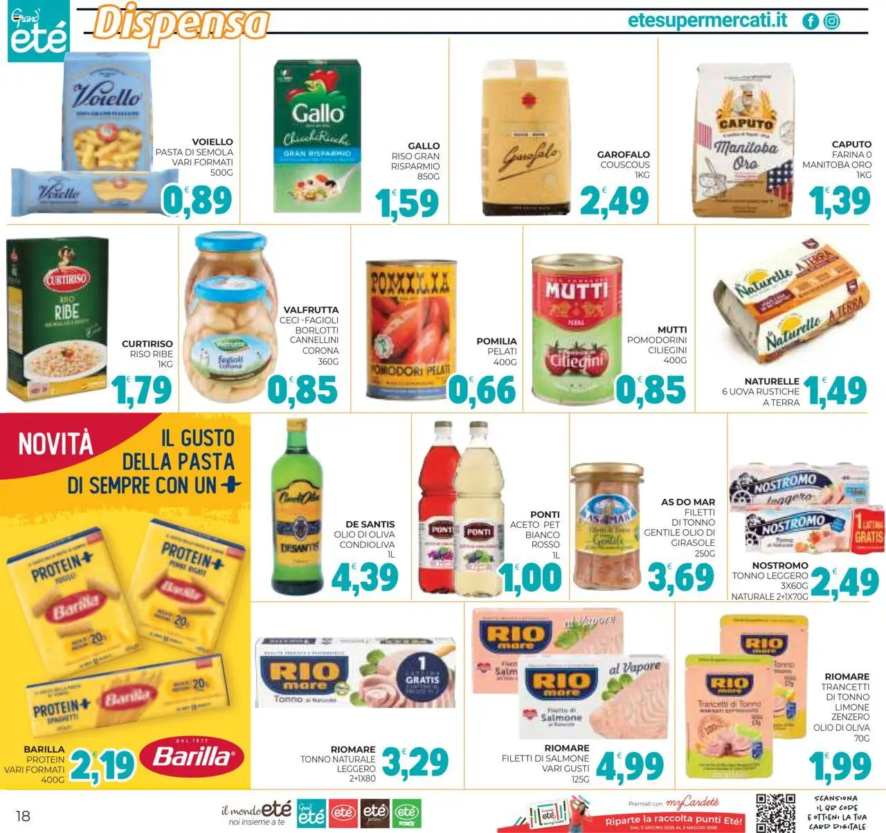Volantino Eté del 05.08.2025 | Pagina: 18 | Prodotti: Pomodorini, Uova, Pasta, Terra