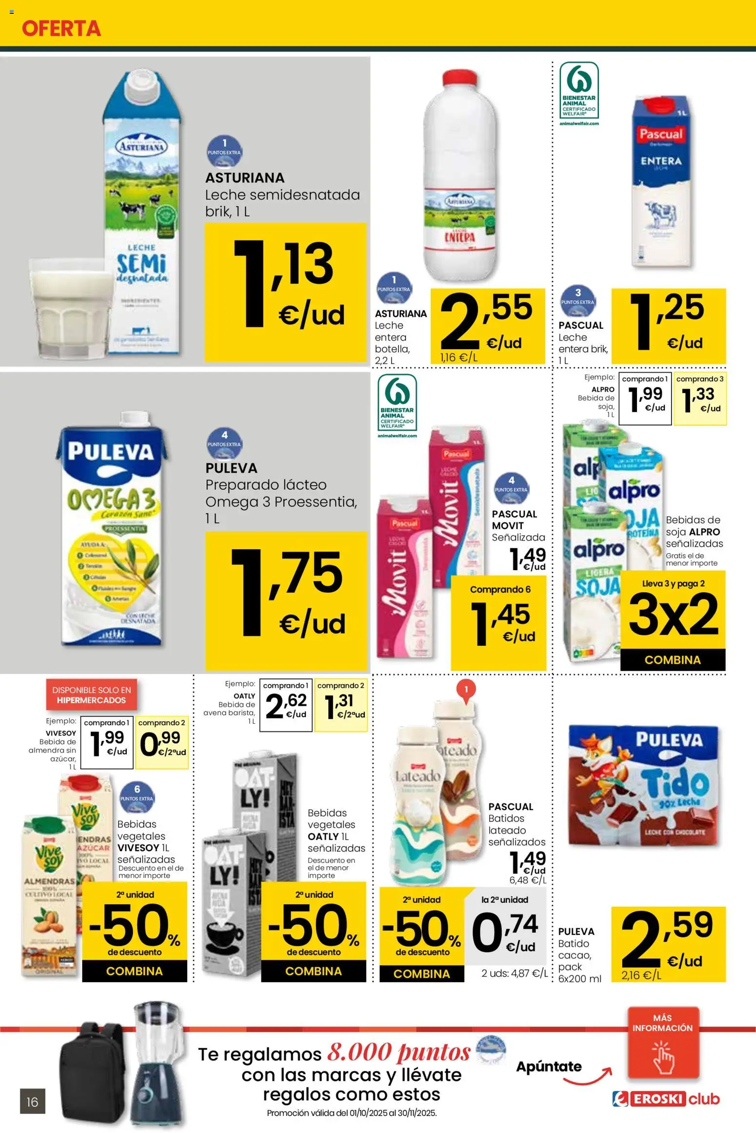 Eroski - 3x2  │ válido desde el 30.10.2025 | Página: 16 | Productos: Δοχείο φοντί, Leche, Té, Bebida de avena