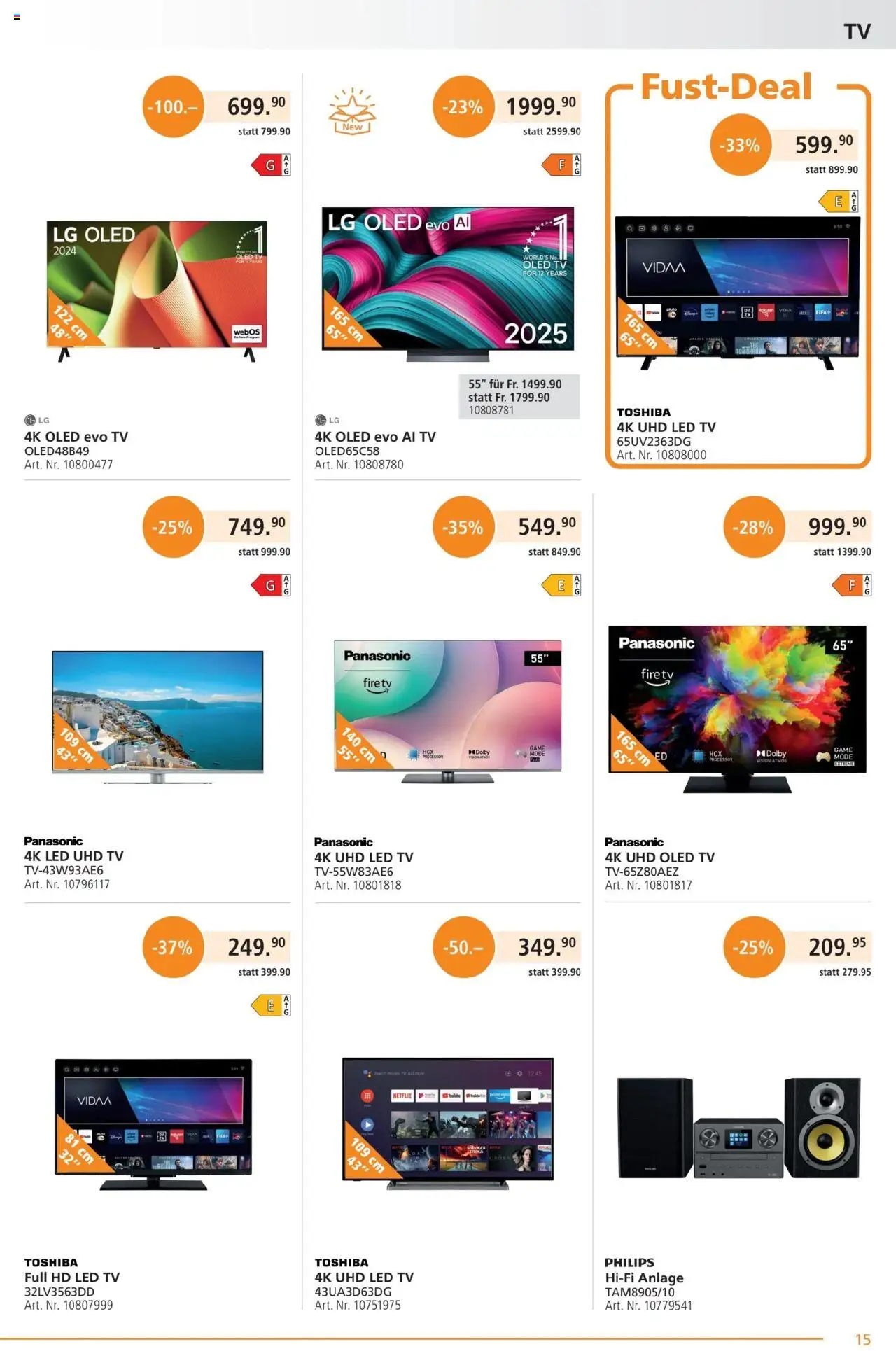 Fust Aktionen ab 28.07.2025 | Seite: 15 | Produkte: Hifi, LG, Philips, Panasonic