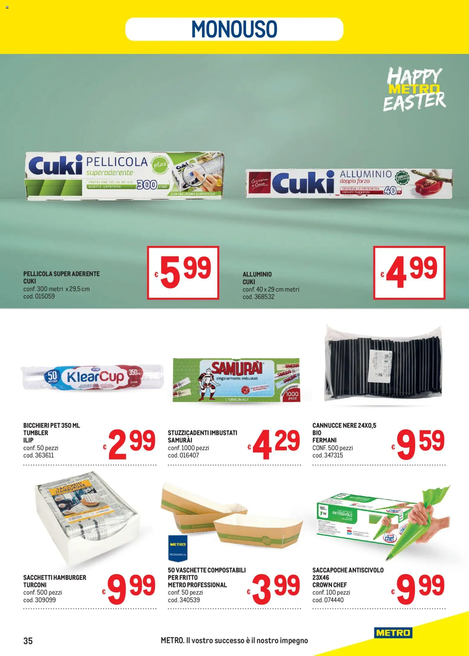 Volantino Metro volantino del 19.03.2026 | Pagina: 35 | Prodotti: Pellicola, Alluminio, Hamburger, Vaschette