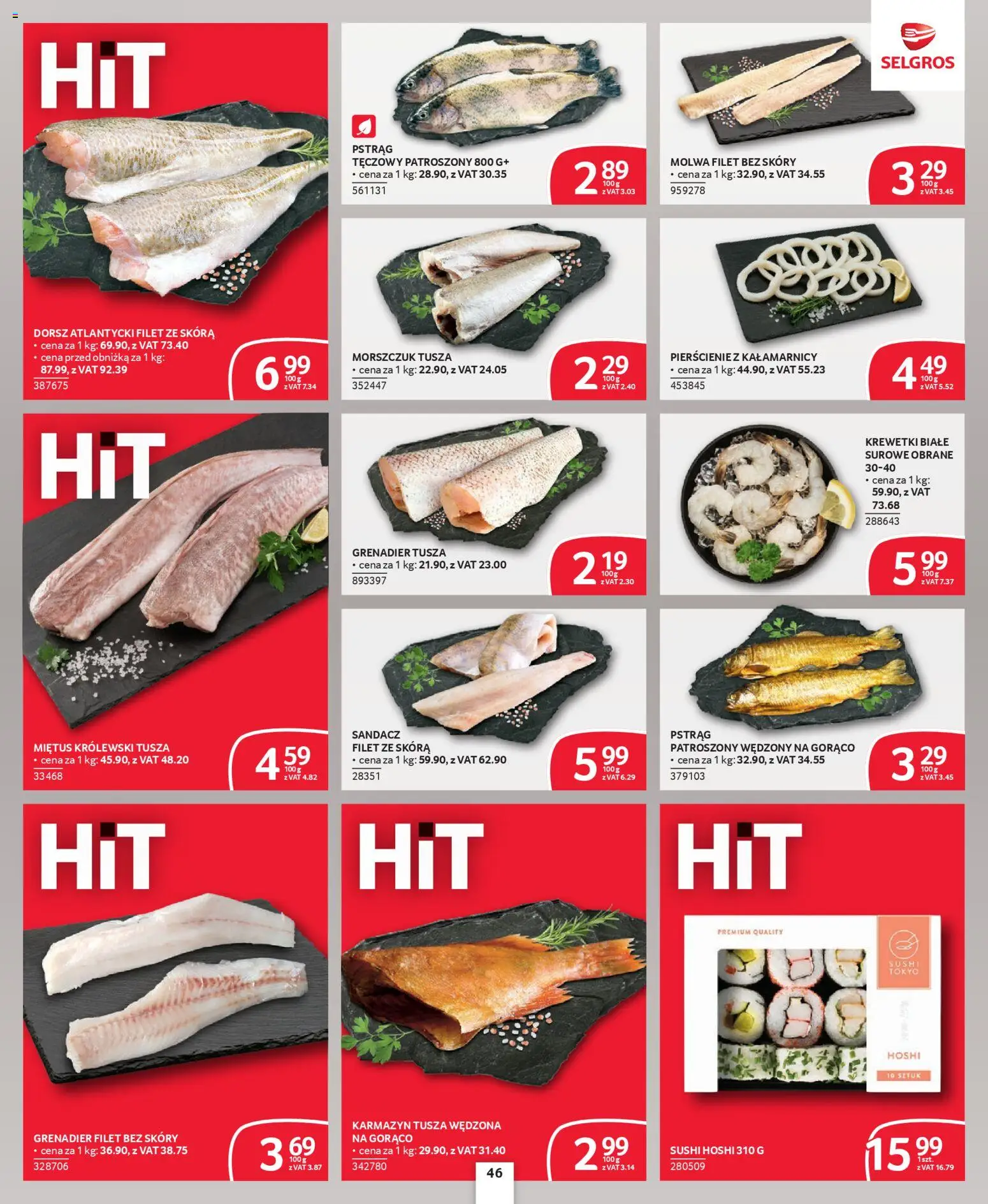 Selgros cash&carry - Oferta dla profesjonalistów od 09.04.2026 | Strona: 40 | Produkty: Pstrąg tęczowy, Krewetki, Sandacz, Morszczuk