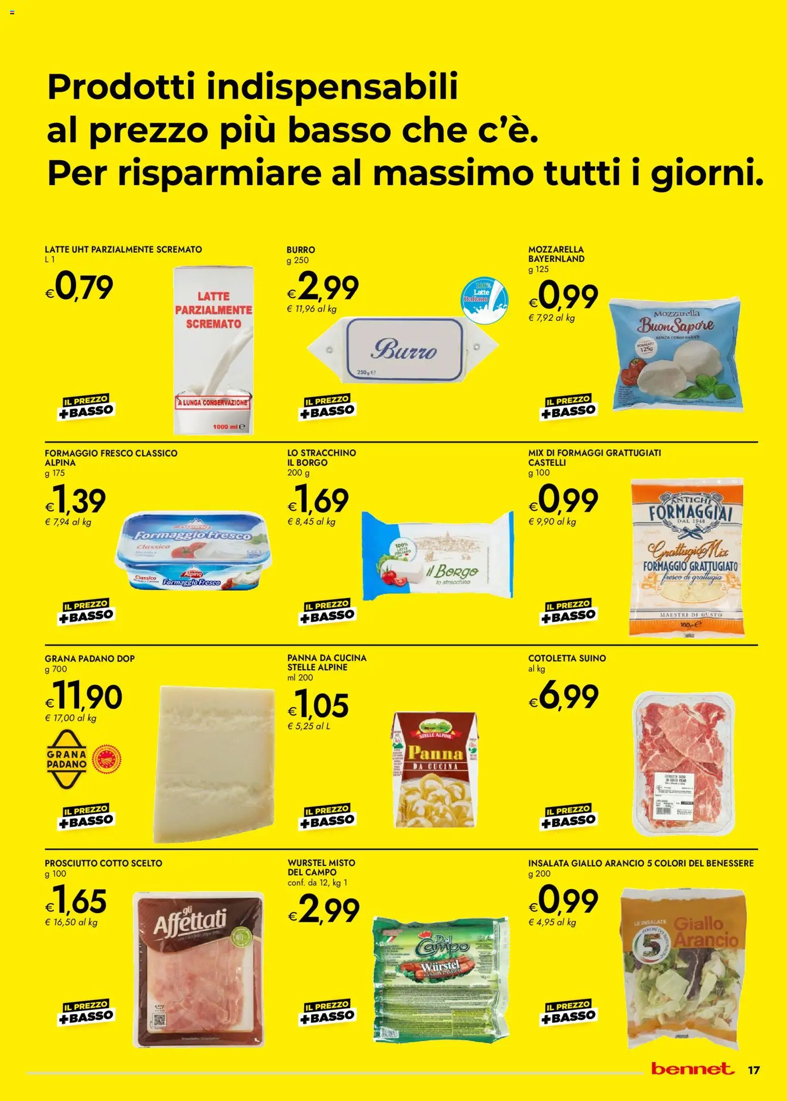 Volantino bennet del 02.01.2026 | Pagina: 17 | Prodotti: Insalata, Formaggio, Burro, Stracchino