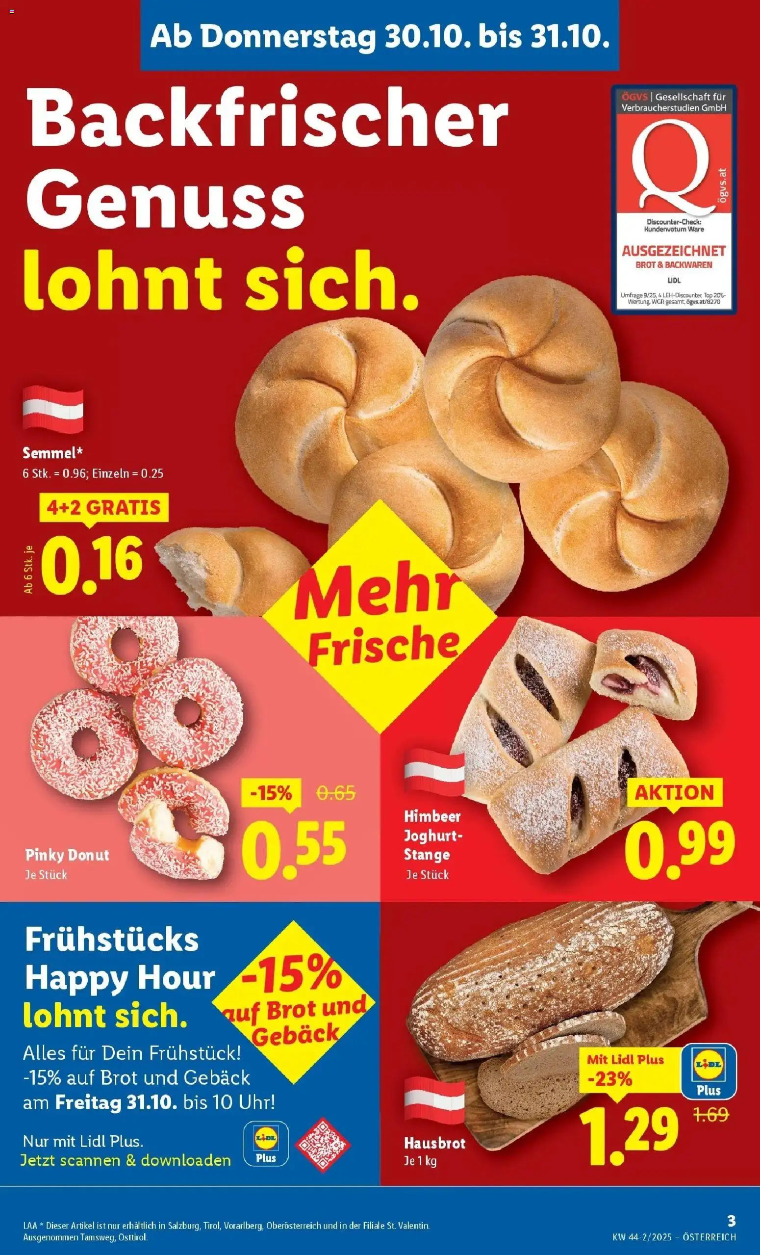 Lidl Flugblatt - Jenbach, Eferding, Dornbirn gültig ab 30.10.2025 | Seite: 7 | Produkte: Uhr, Joghurt, Brot