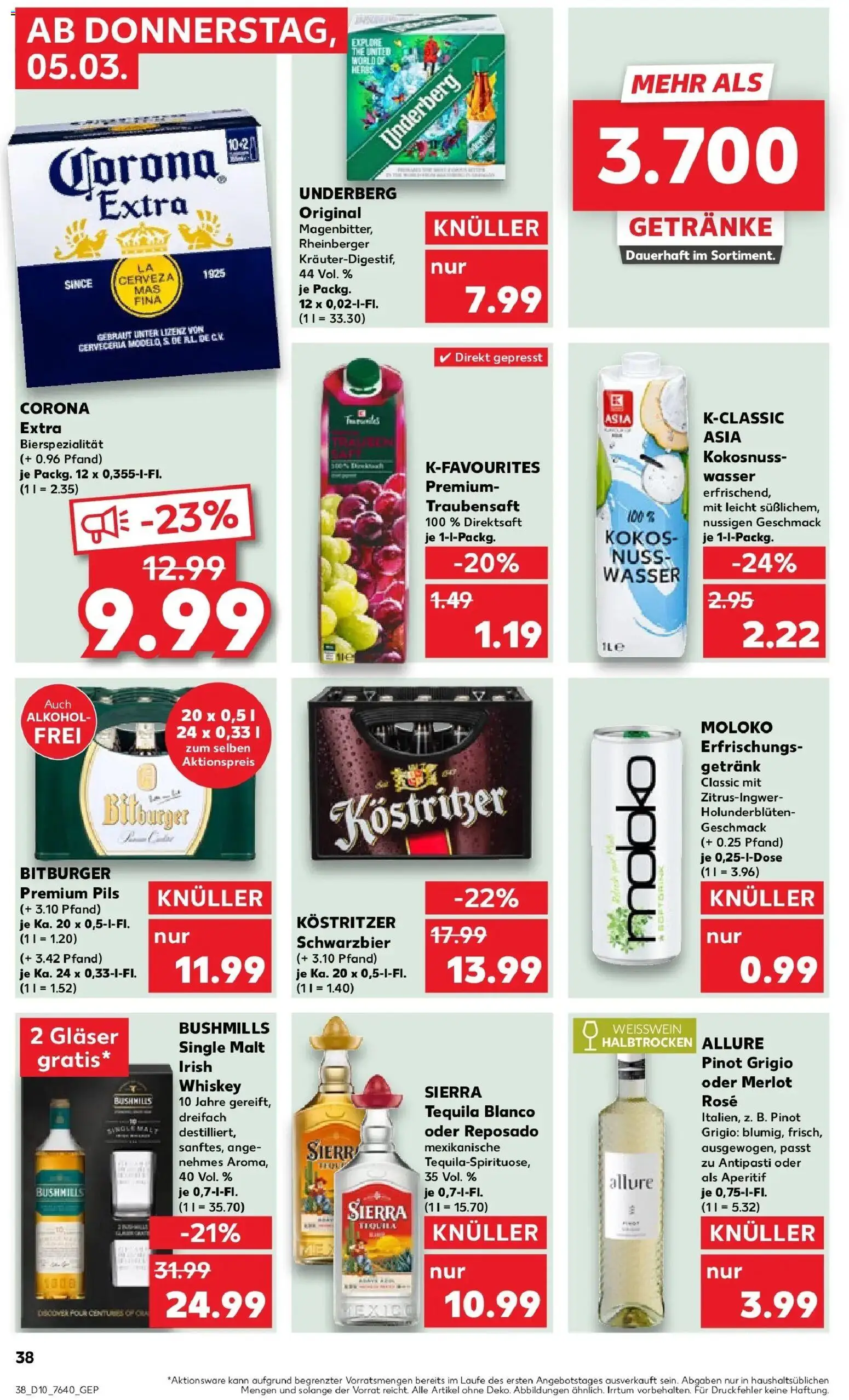Kaufland Prospekt Oer-Erkenschwick	 – gültig ab 02.03.2026 | Seite: 50 | Produkte: Weißwein, Pils, Wasser, Underberg