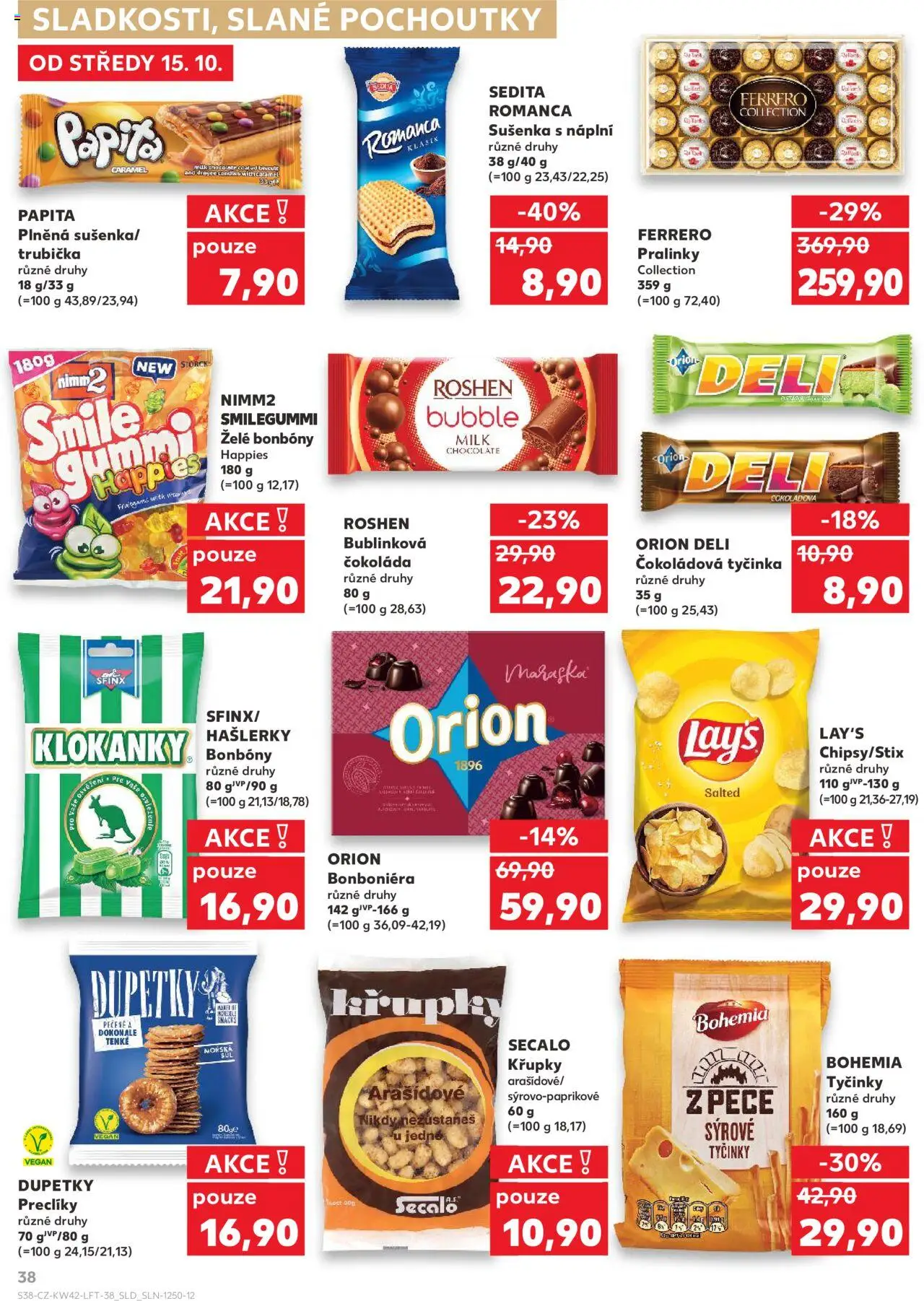 Kaufland leták - Chomutov od 15.10.2025 | Strana: 38 | Produkty: Čokoláda, Tyčinky, Tyčinky Bohemia, Lay's