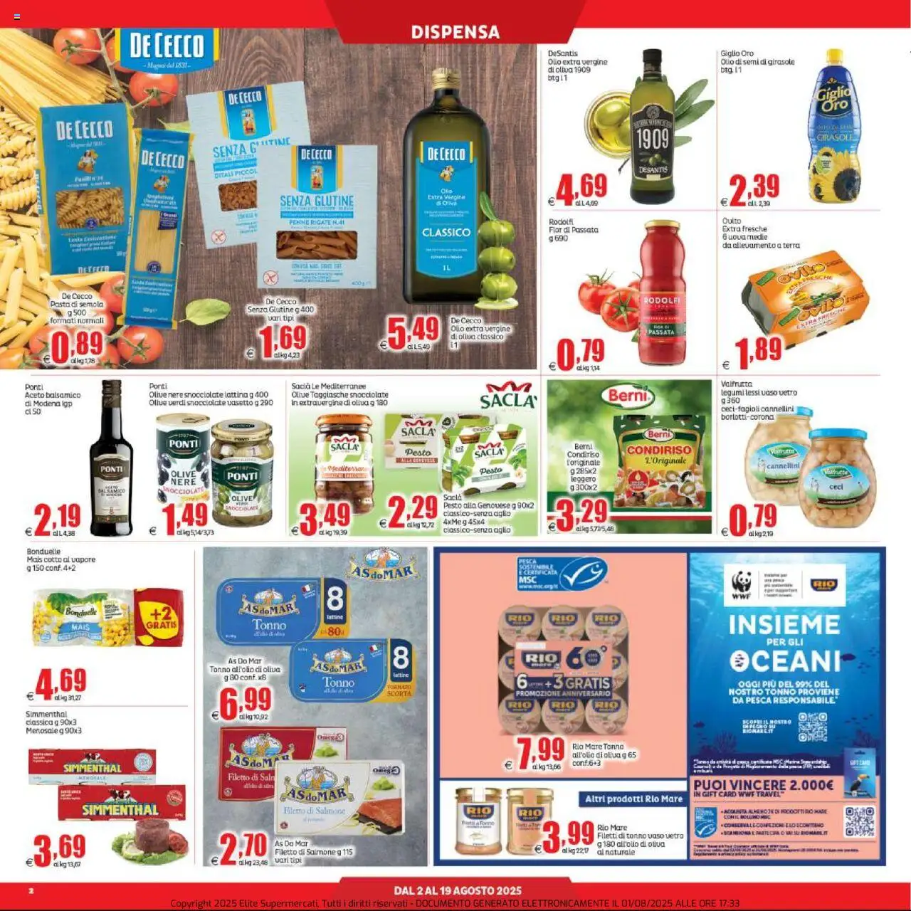 Volantino Elite Supermercati del 02.08.2025 | Pagina: 2 | Prodotti: Legumi, Aglio, Pesca, Vaso