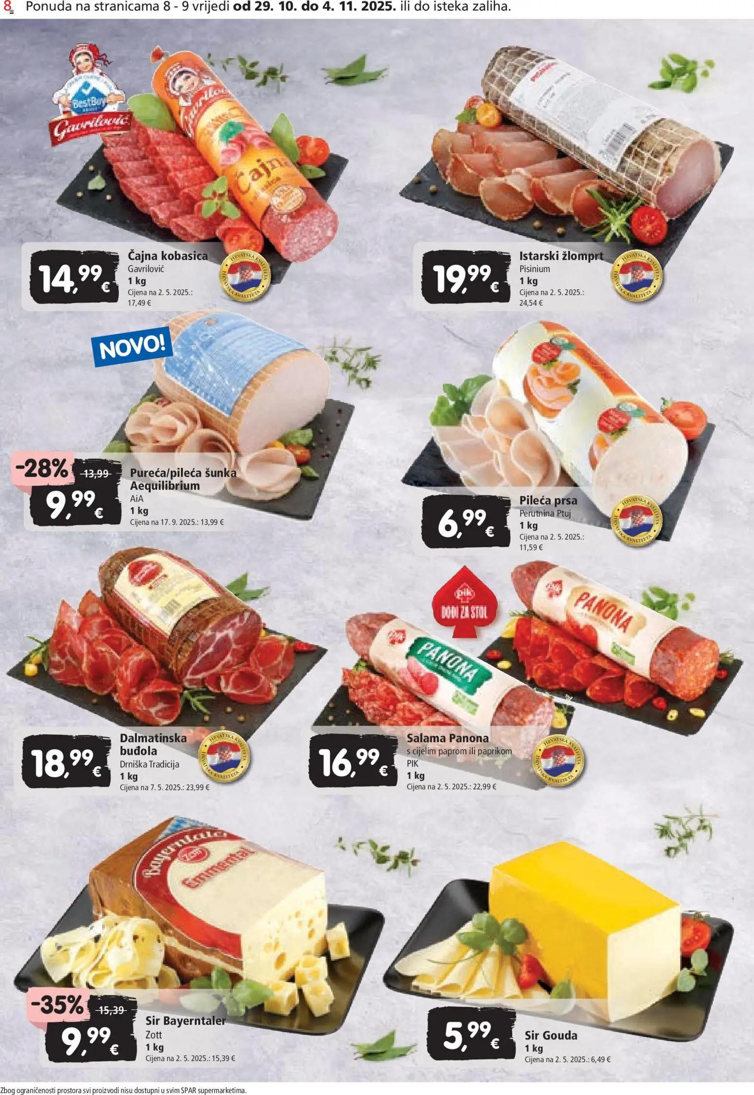 Spar katalog | vrijedi od 29.10.2025 | Stranica: 8 | Proizvodi: Stol, Salama, Perutnina Ptuj, Gouda