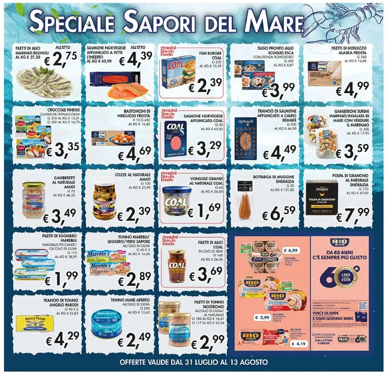 Volantino Coal del 31.07.2025 | Pagina: 13 | Prodotti: Merluzzo, Cozze, Verdure, Gamberoni
