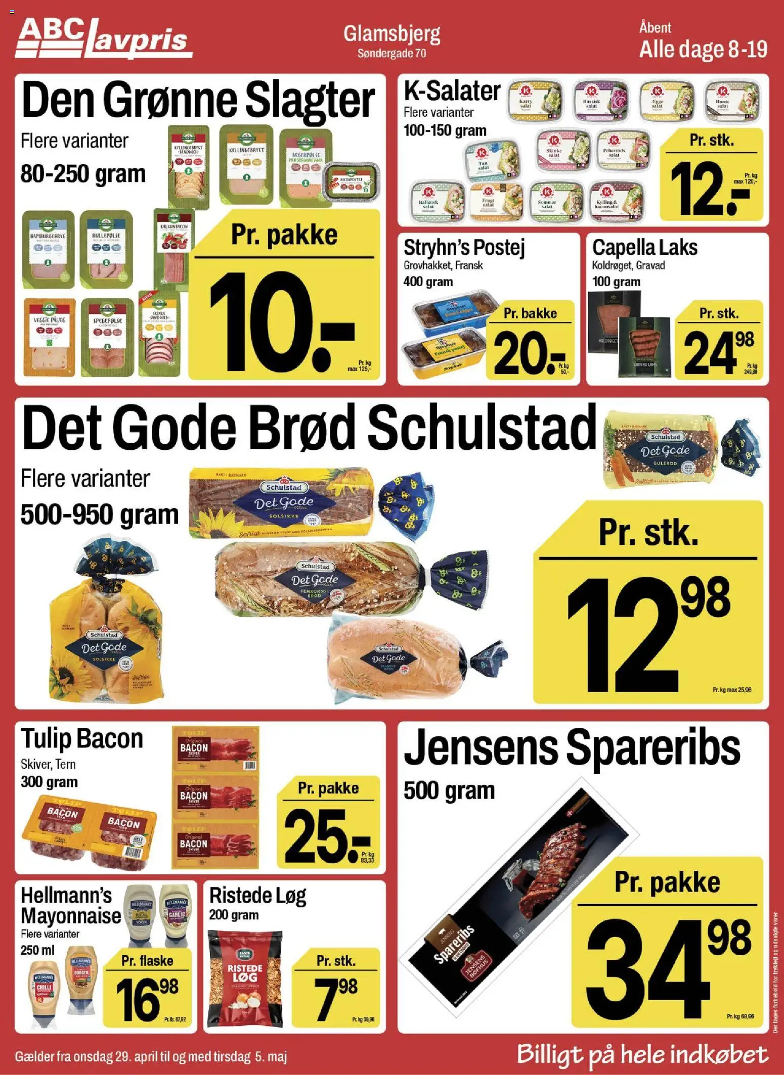 Abc Lavpris tilbudsavis – gyldig fra 29.04.2026 | Side: 8 | Produkter: Skinke, Salat, Gulerod, Spareribs