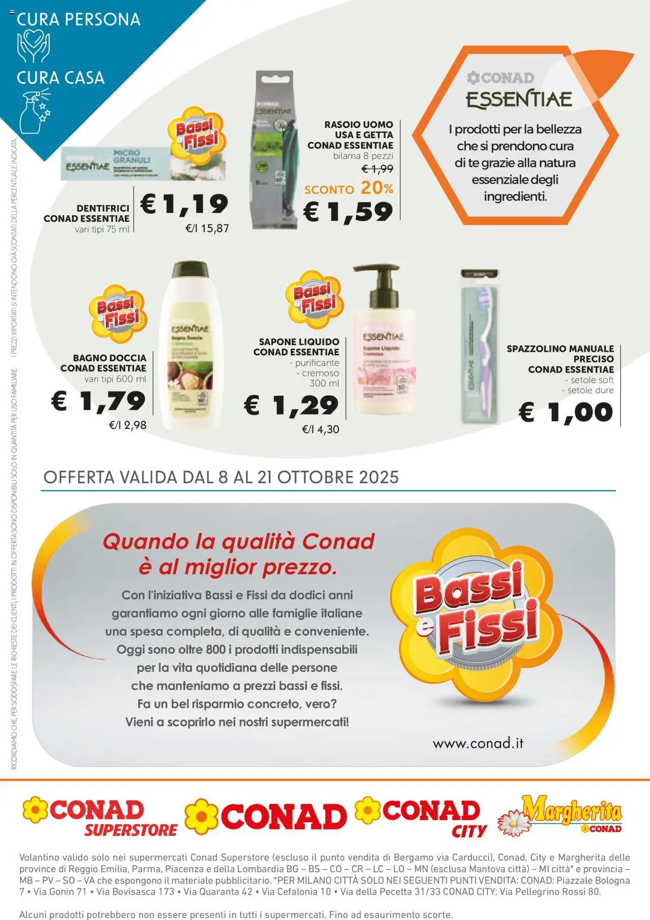 Volantino Conad del 08.10.2025 | Pagina: 20 | Prodotti: Rasoio, Spazzolino, Tè, Bagno