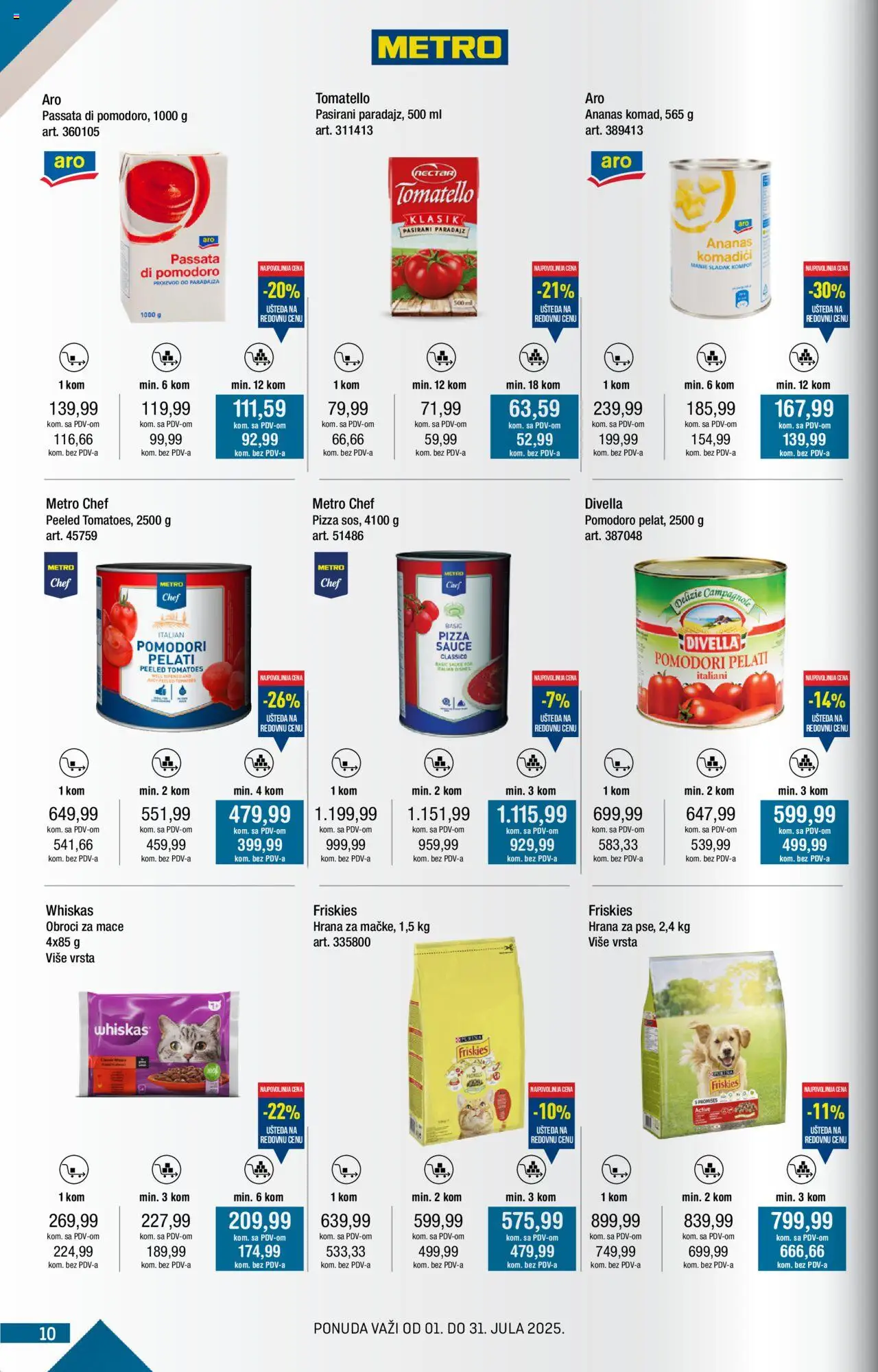 Metro katalog - važi od 01.07.2025 | Strana: 10 | Proizvode: Ananas, Pasirani paradajz, Kompot, Whiskas