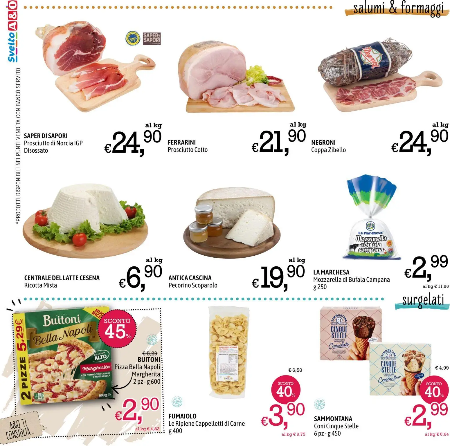 Volantino A&O del 09.04.2026 | Pagina: 2 | Prodotti: Mozzarella, Latte, Pomodori, Ricotta