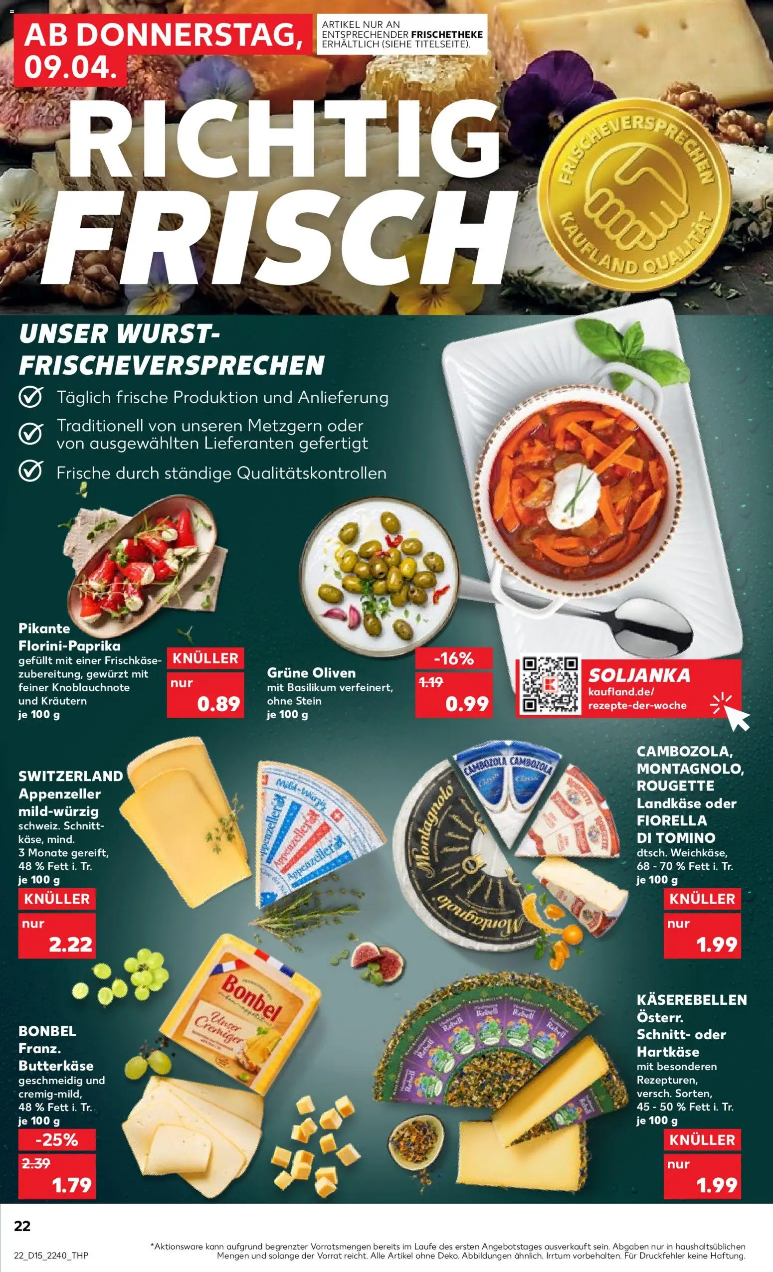 Kaufland Prospekt Stuttgart	 – gültig ab 09.04.2026 | Seite: 22 | Produkte: Wurst, Frischkase