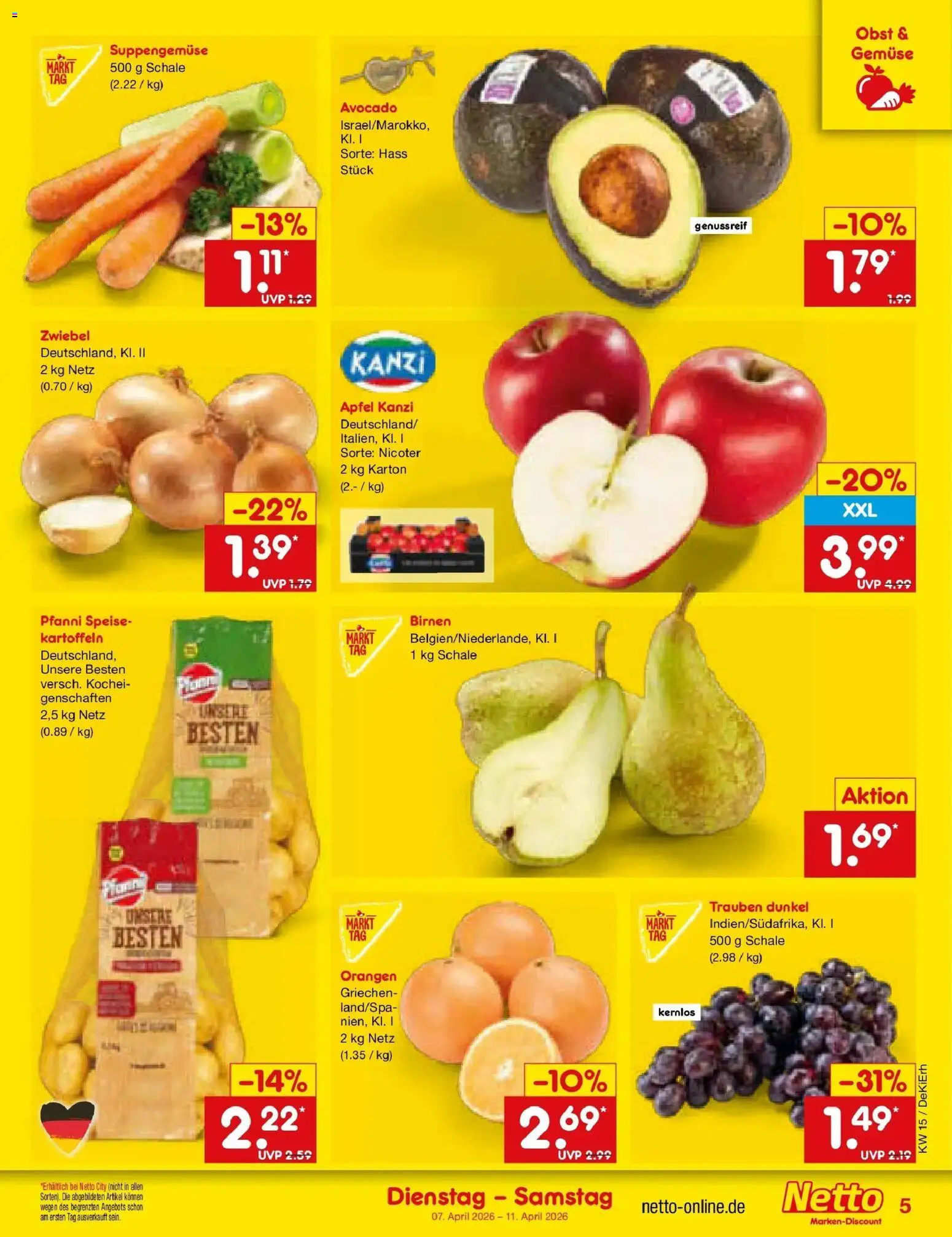 Netto Marken-Discount Prospekt Oberhaid	 – gültig ab 05.04.2026 | Seite: 7 | Produkte: Äpfel, Avocado, Kartoffeln, Gemüse