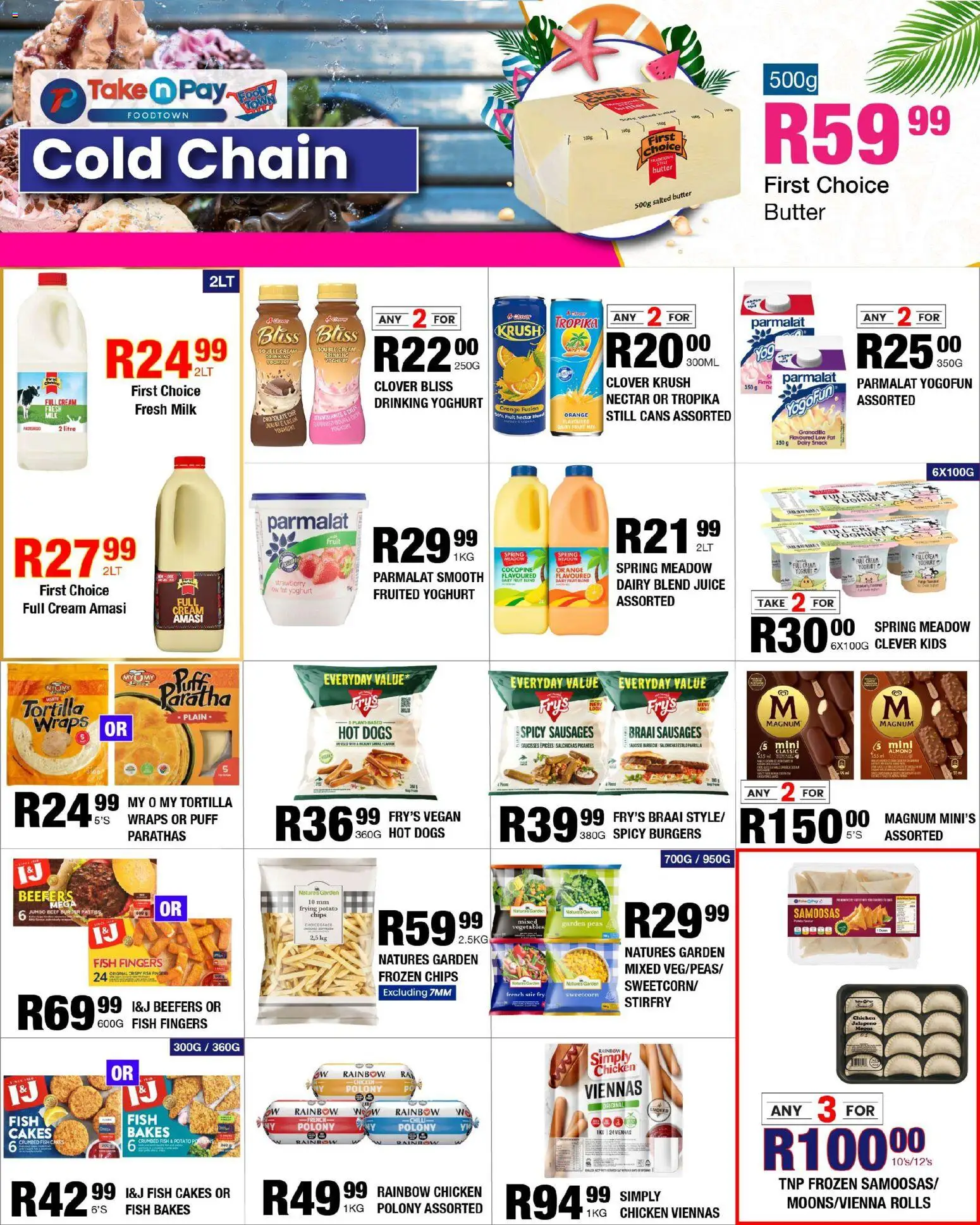 New Take n Pay catalogue – valid from 10.11.2025 | Page: 13 | Products: Butter, Samoosas, Juice, Fry's