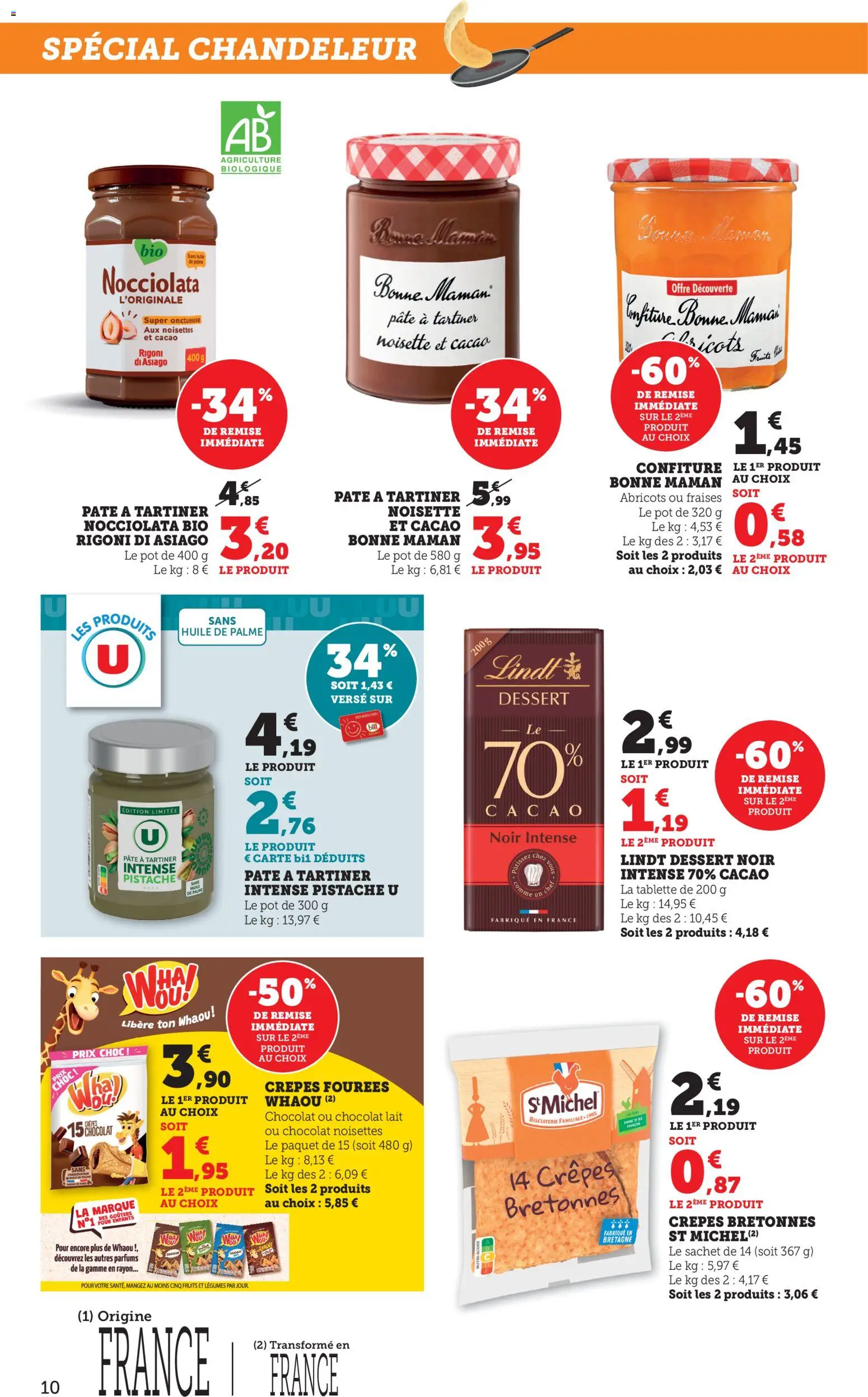 {H1} | Page: 10 | Produits: Pâte à tartiner, Huile, Chocolat, Lindt