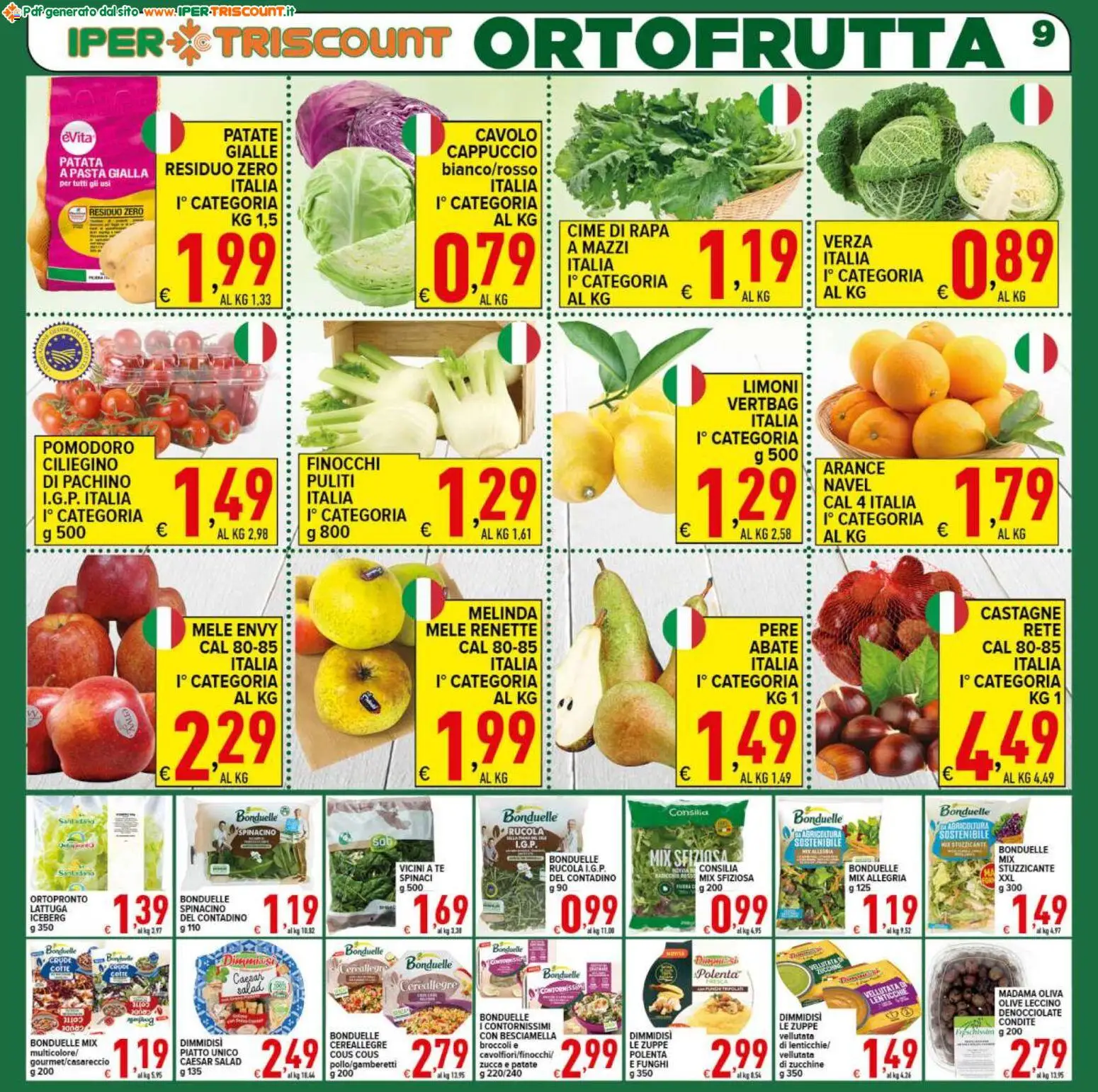Volantino Ipertriscount del 27.11.2025 | Pagina: 9 | Prodotti: Patate, Zucca, Cous cous, Finocchi