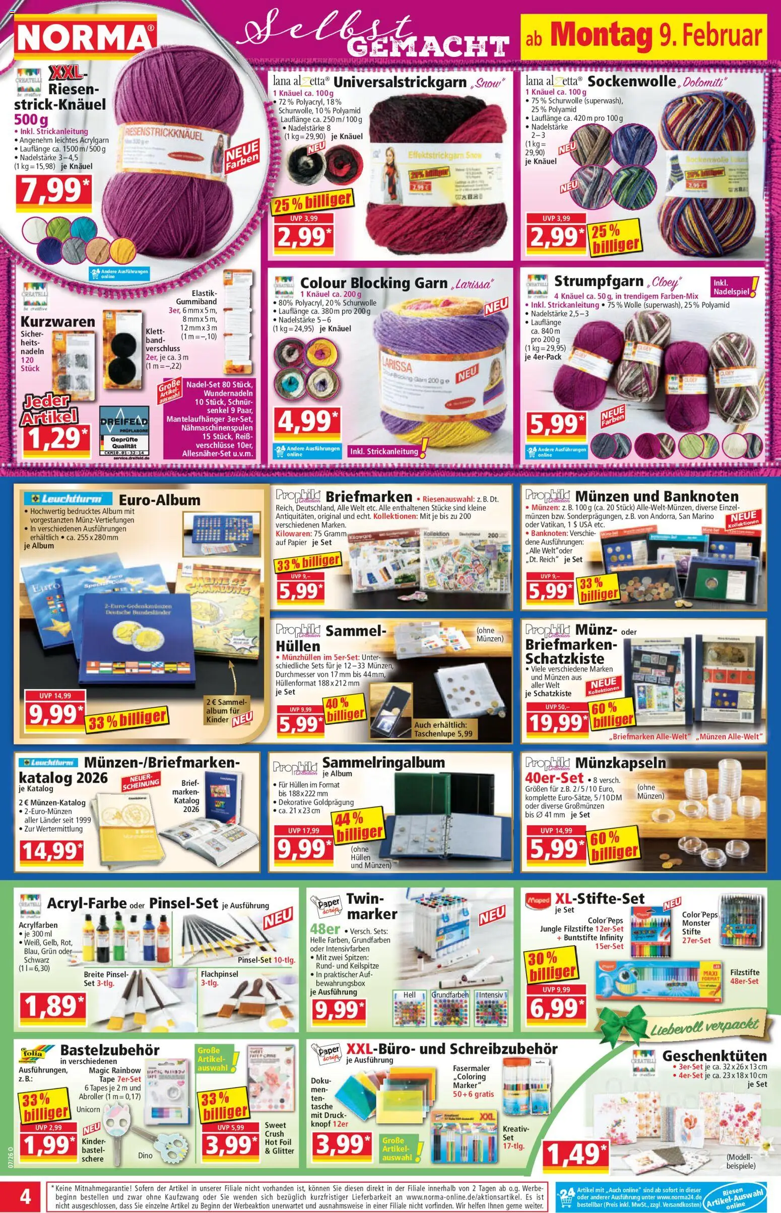 Norma Prospekt 	 – gültig ab 09.02.2026 | Seite: 4 | Produkte: Tasche, Pinsel, Monster