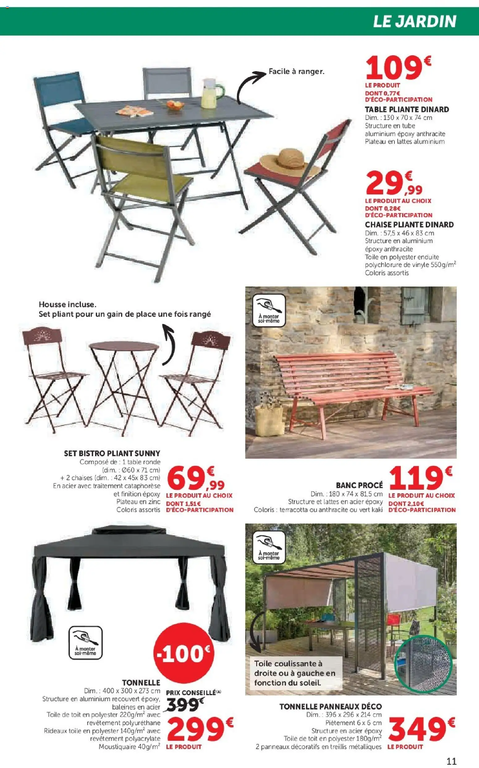 {H1} | Page: 11 | Produits: Plateau, Tonnelle, Table, Chaise