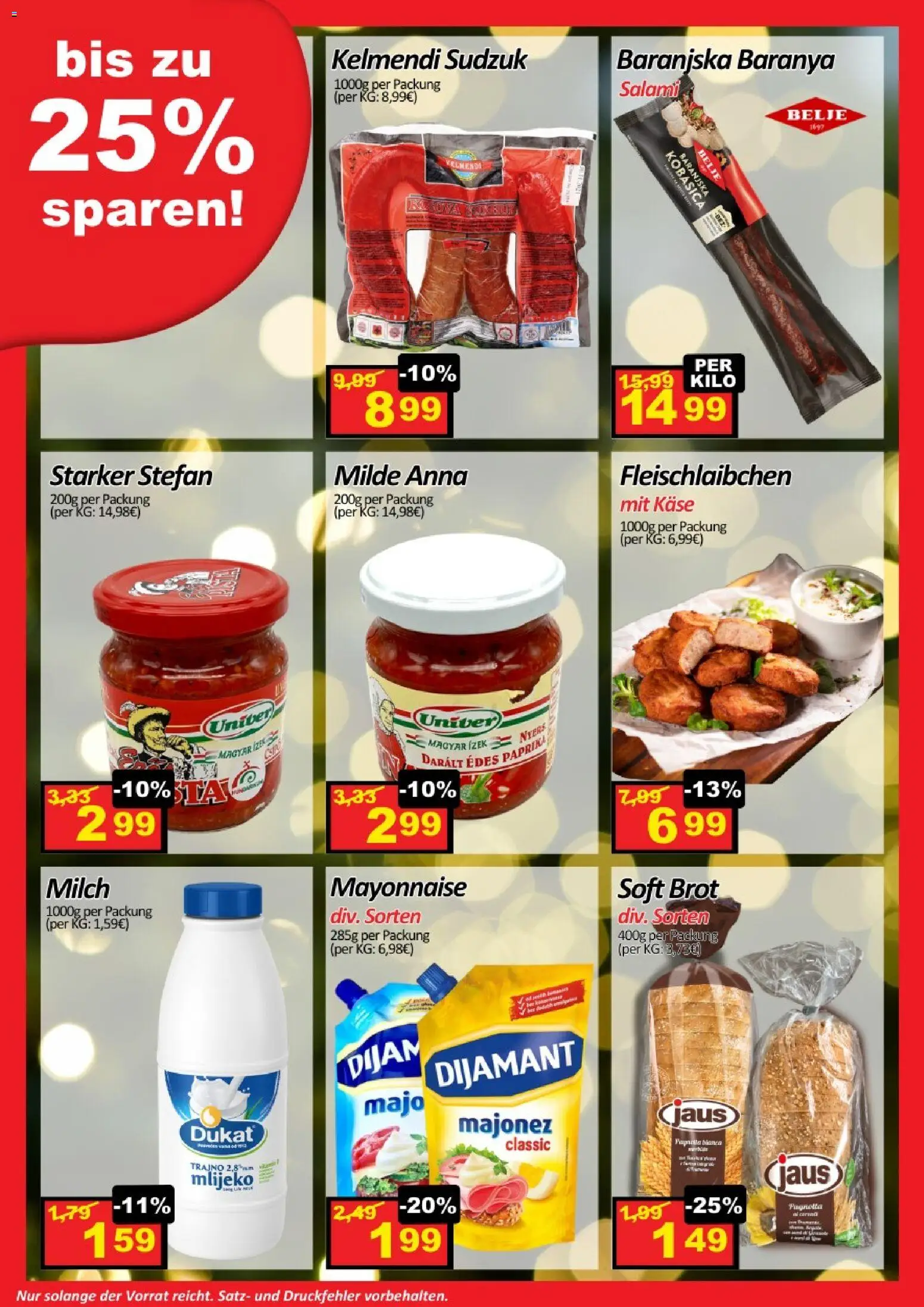 Wurstico Abholmarkt Flugblatt gültig ab 08.01.2026 | Seite: 3 | Produkte: Mayonnaise, Käse, Brot, Salami