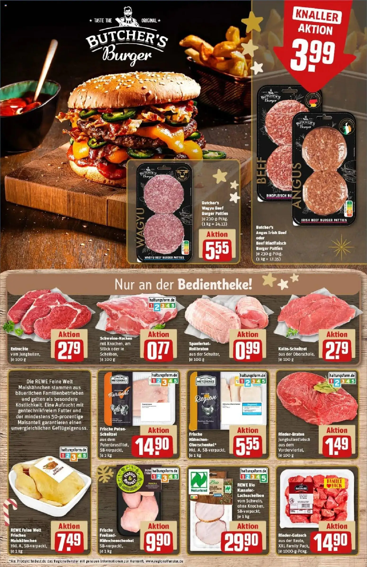 Rewe prospekt Hessisch Lichtenau	 – gültig ab 01.12.2025 | Seite: 8 | Produkte: Rinderbraten, Rindergulasch, Hahnchenschenkel, Schnitzel
