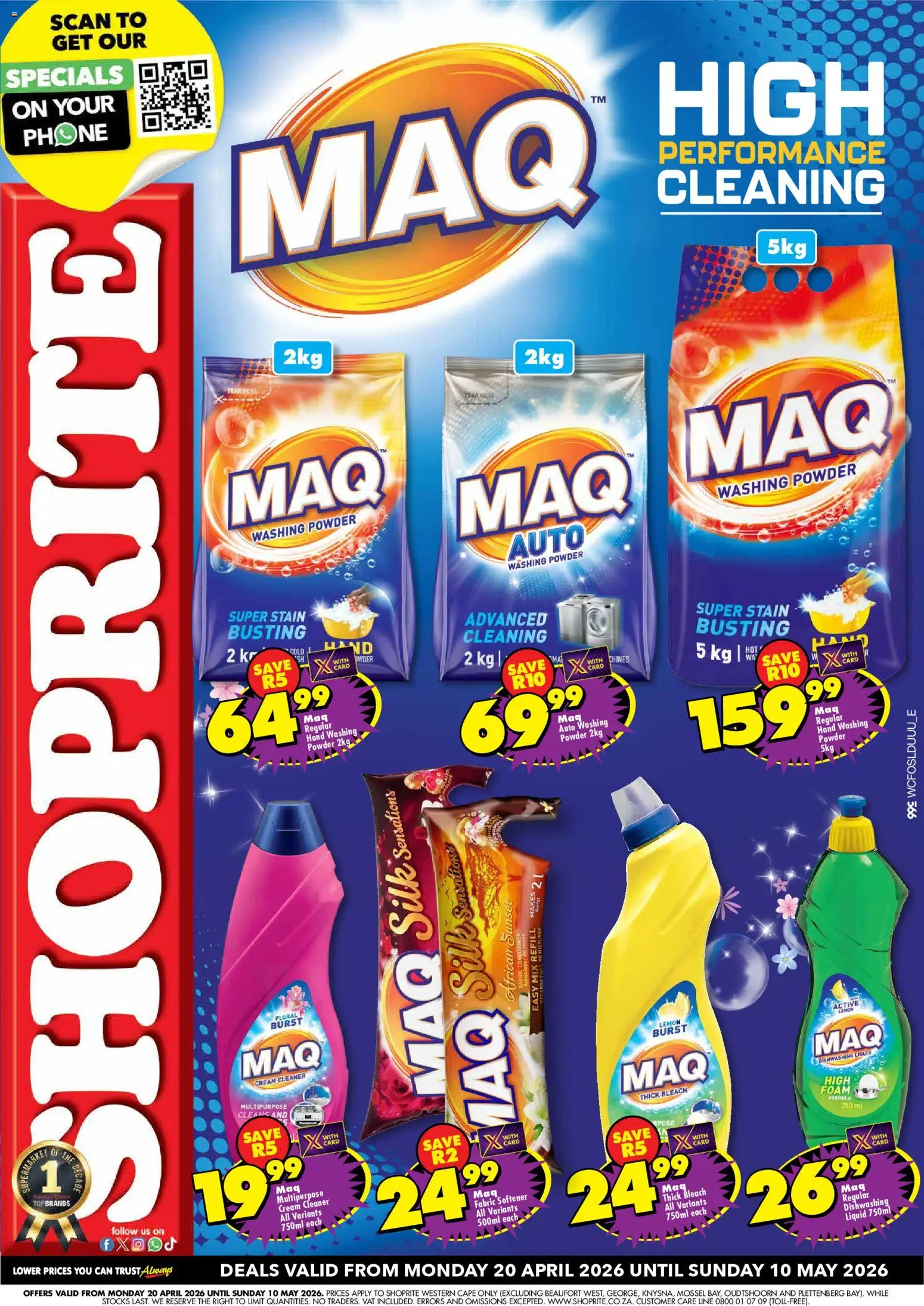New Shoprite catalogue – valid from 20.04.2026 | Page: 1 | Products: Phone, Bleach, Powder, Foam