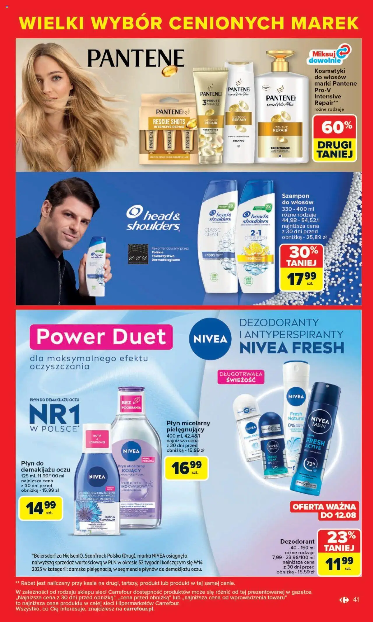 Carrefour Gazetka - Cenione marki, super ceny od 04.08.2025 | Strona: 41 | Produkty: Kosmetyki, Szampon, Płyn do demakijażu oczu, Dezodorant