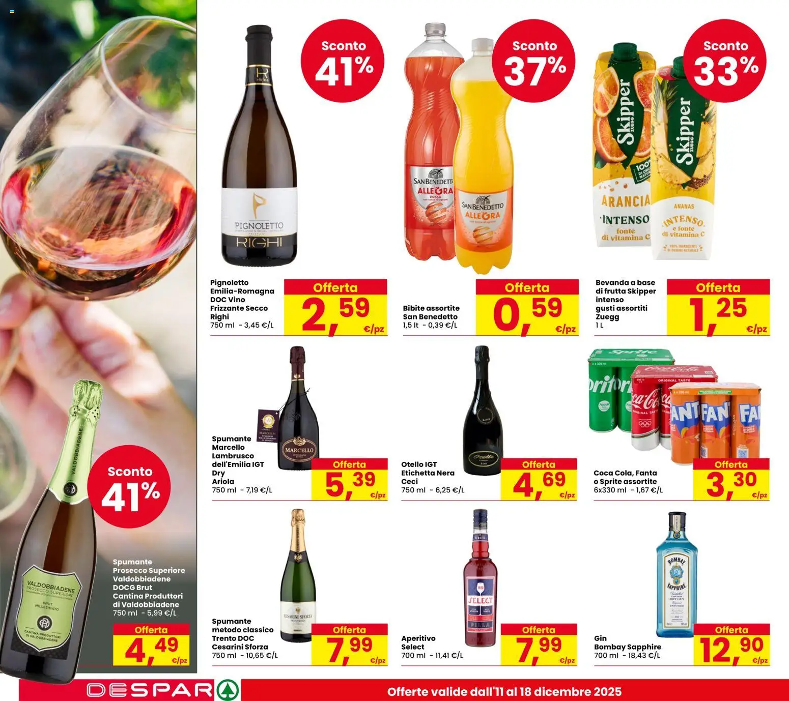 Volantino Despar del 11.12.2025 | Pagina: 28 | Prodotti: Spumante, Bibite, Fanta, Arancia