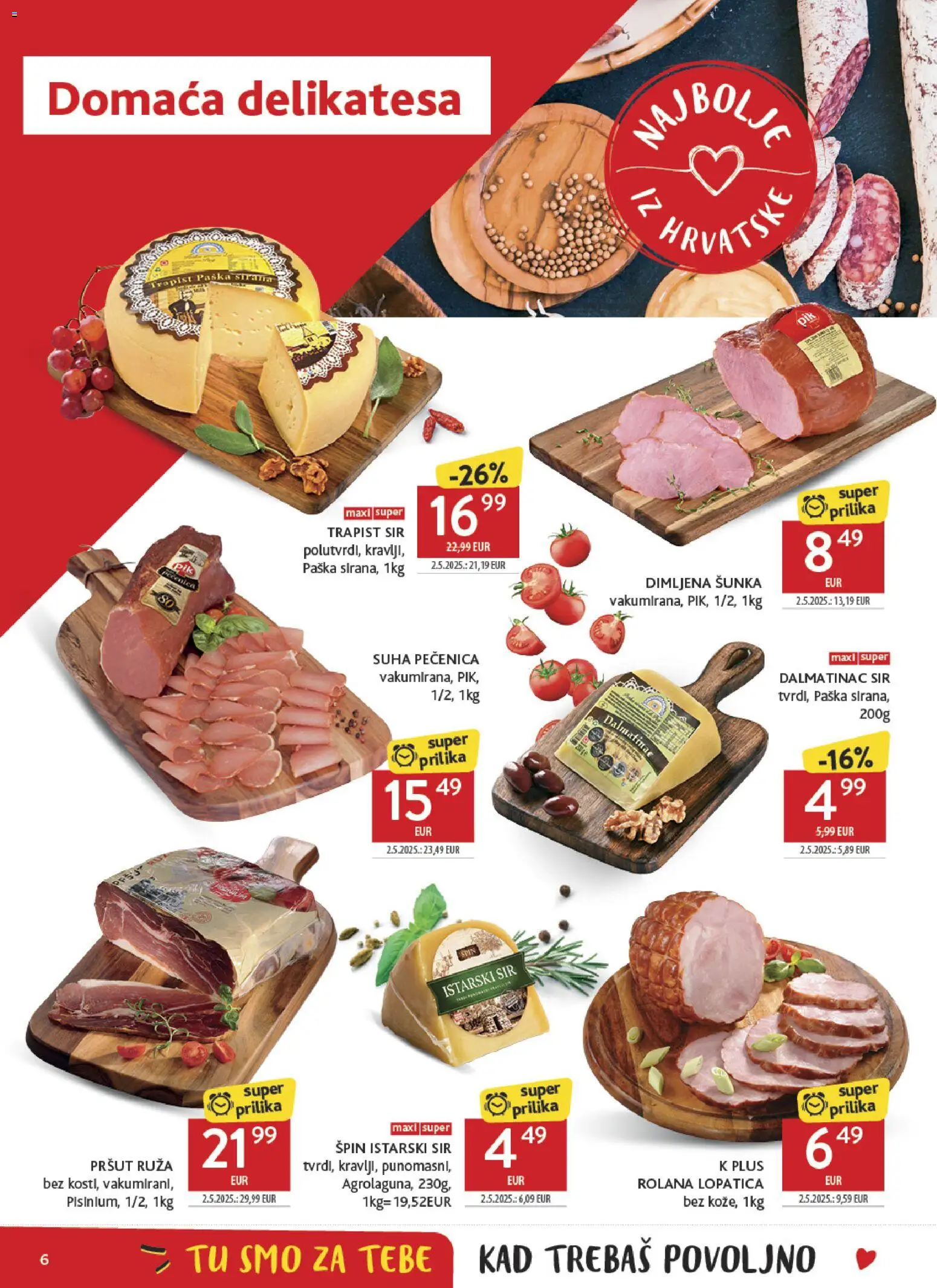 Konzum katalog | vrijedi od 28.01.2026 | Stranica: 6 | Proizvodi: Trapist, Šunka, Pršut, Lopatica