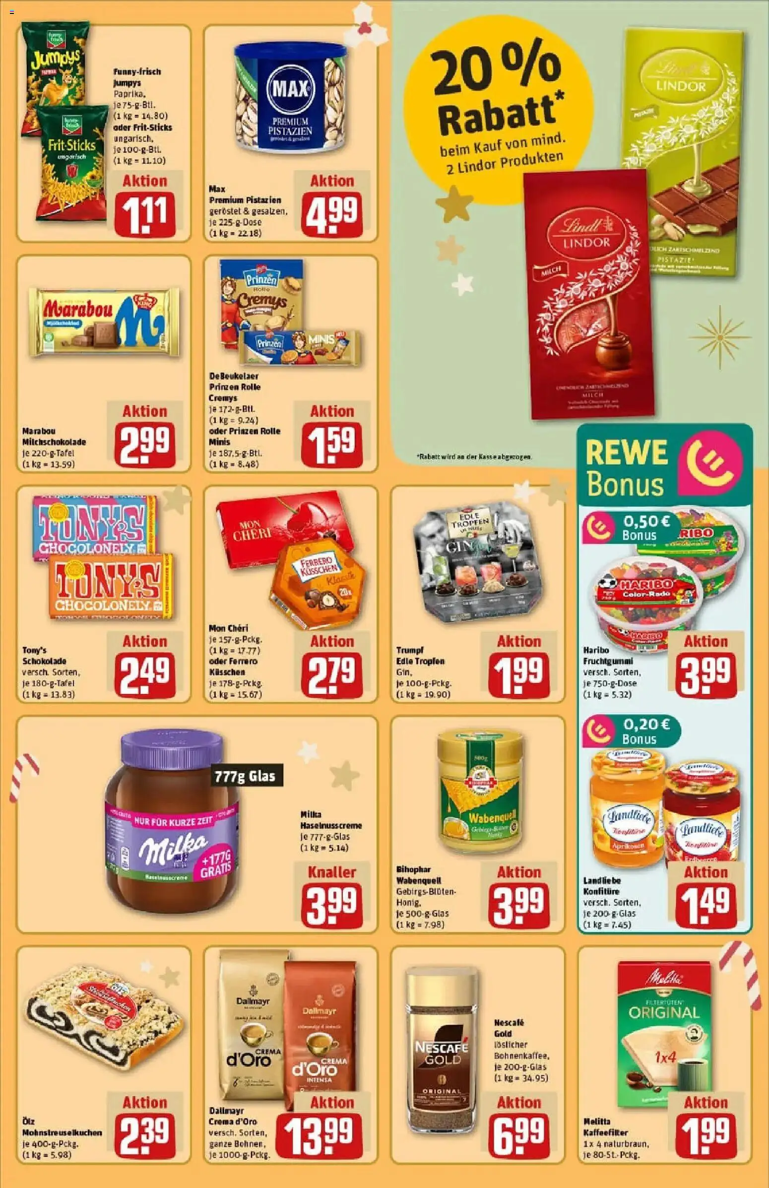 Rewe prospekt Saarburg	 – gültig ab 07.12.2025 | Seite: 23 | Produkte: Schokolade, Pistazien, Nescafe gold, Mon cheri