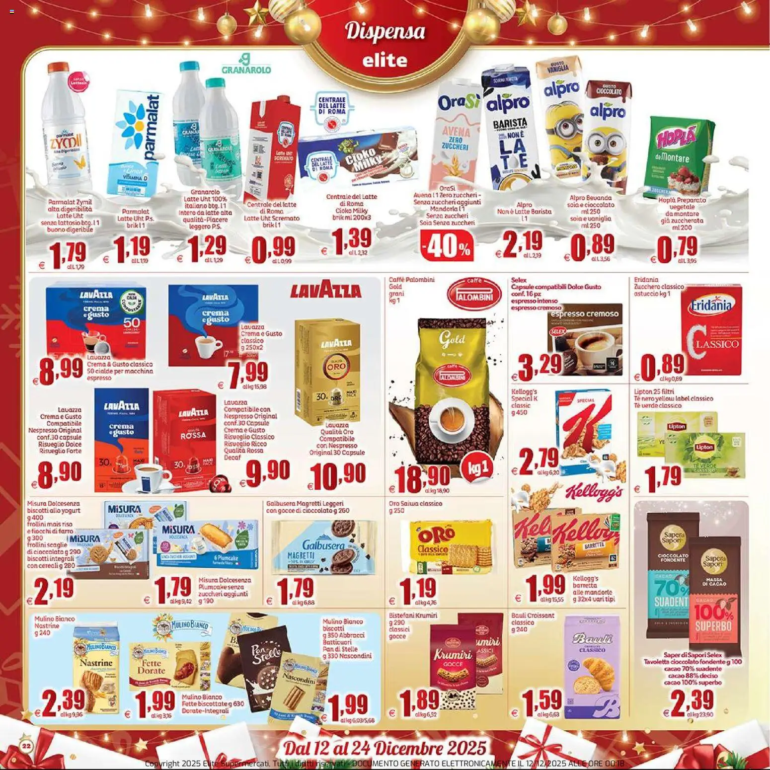 Volantino Elite Supermercati del 12.12.2025 | Pagina: 22 | Prodotti: Yogurt, Caffè, Biscotti, Fiocchi